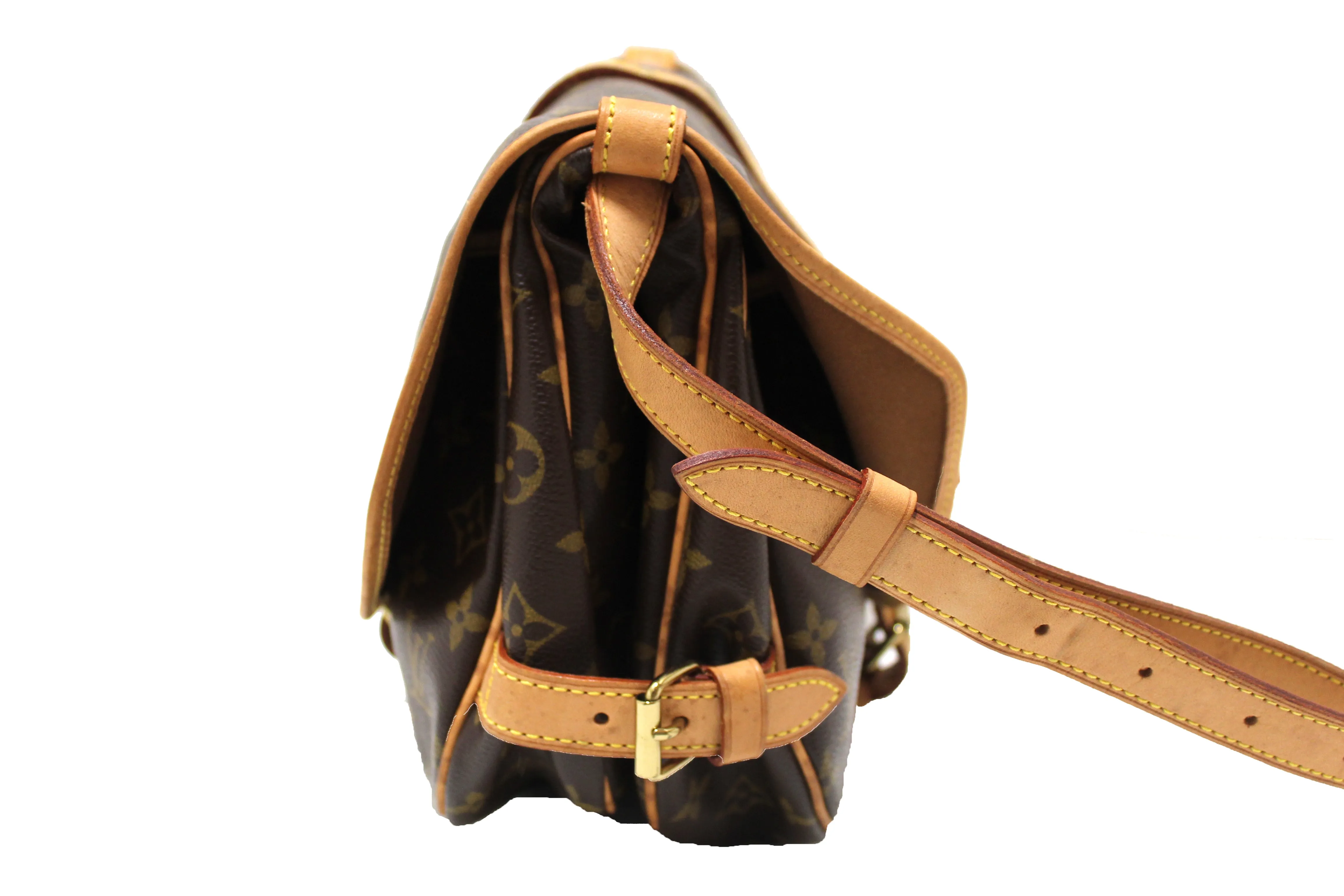 Authentic Louis Vuitton Classic Monogram Canvas Saumur 30 Messenger Bag