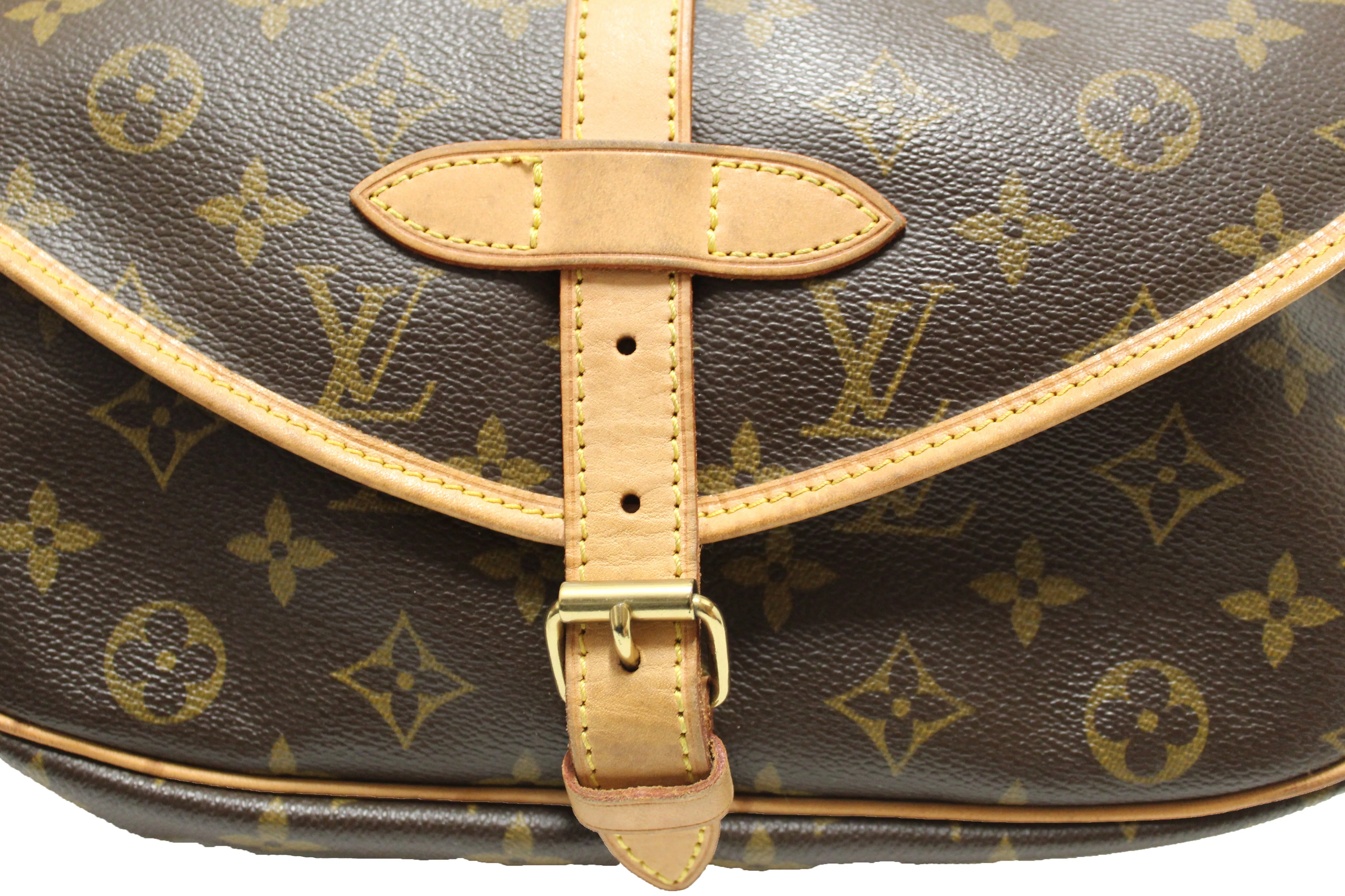 Authentic Louis Vuitton Classic Monogram Canvas Saumur 30 Messenger Bag