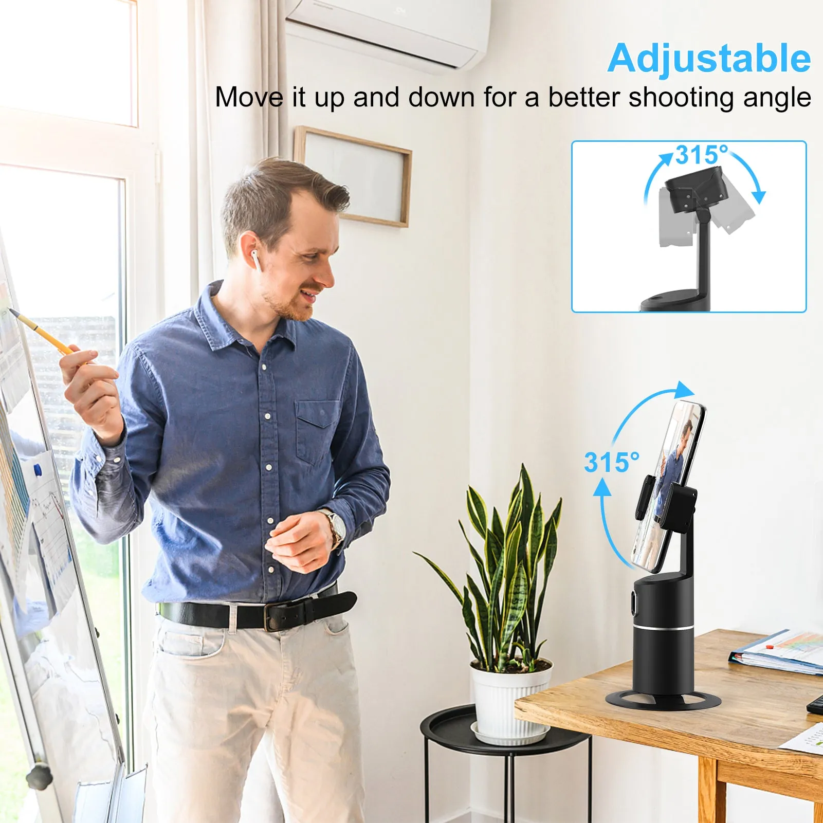 Auto Face Tracking Tripod 360° Rotation Phone Camera Mount Smart Shooting Holder