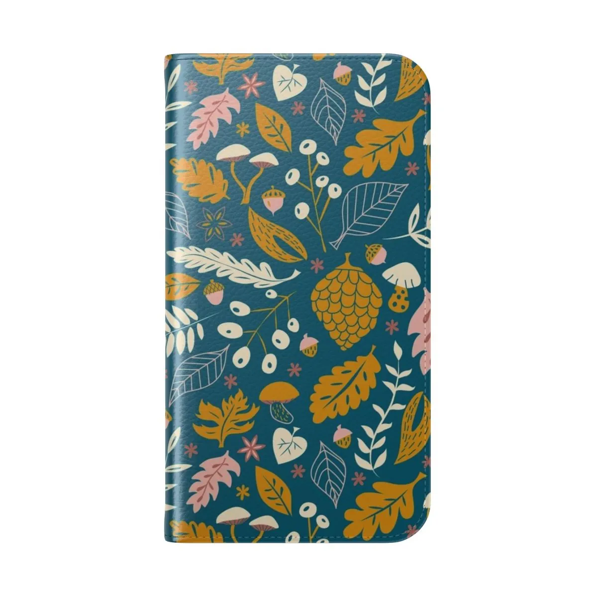Autumn Foliage Phone Case with Gold and Blue Pattern