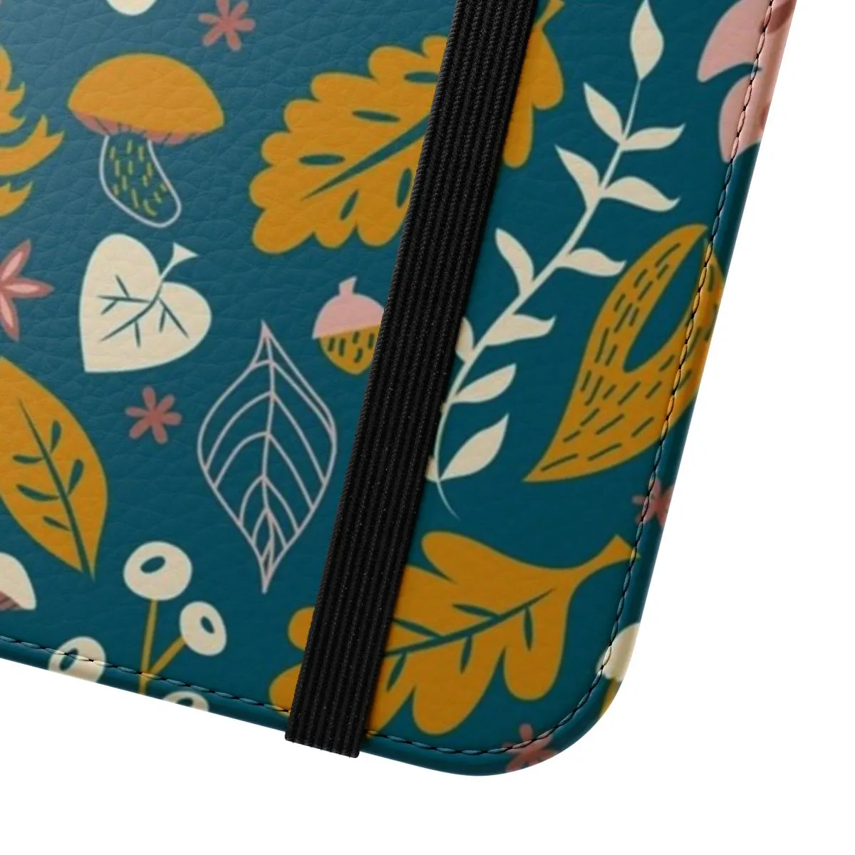 Autumn Foliage Phone Case with Gold and Blue Pattern