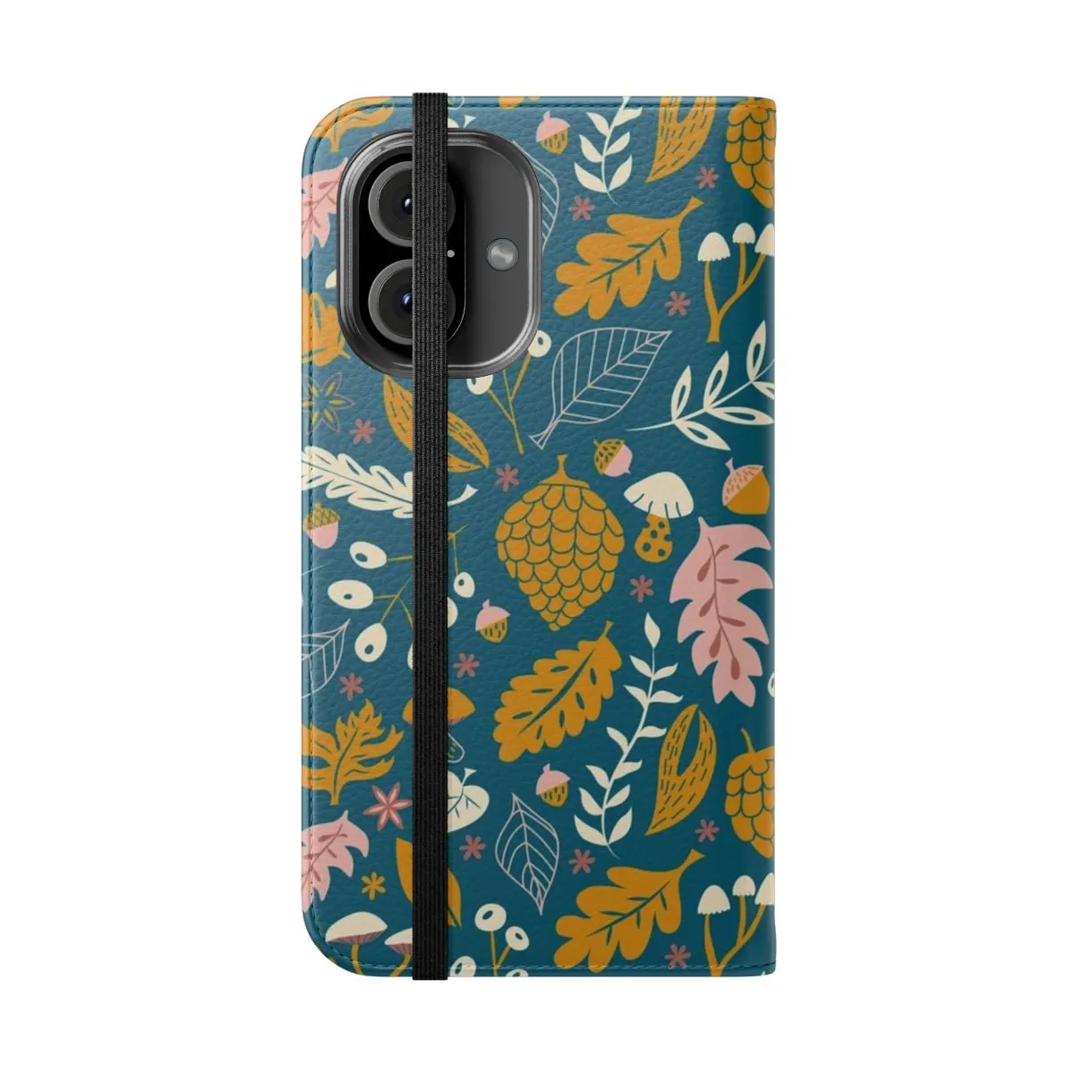 Autumn Foliage Phone Case with Gold and Blue Pattern