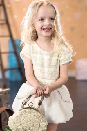 Baby Girls Faux Fur Short Sleeve Dressy Dress