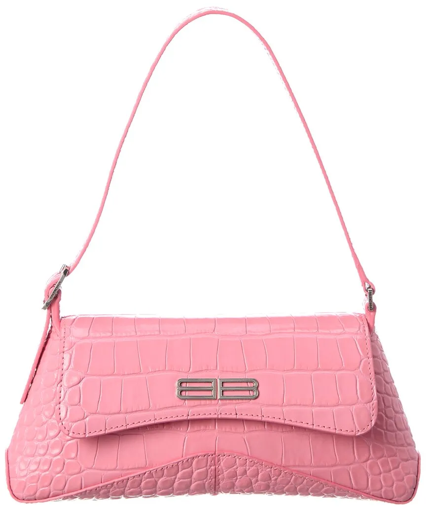 Balenciaga Xx Small Croc-Embossed Leather Flap Shoulder Bag