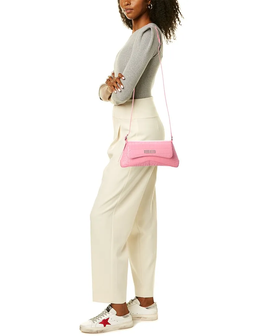 Balenciaga Xx Small Croc-Embossed Leather Flap Shoulder Bag