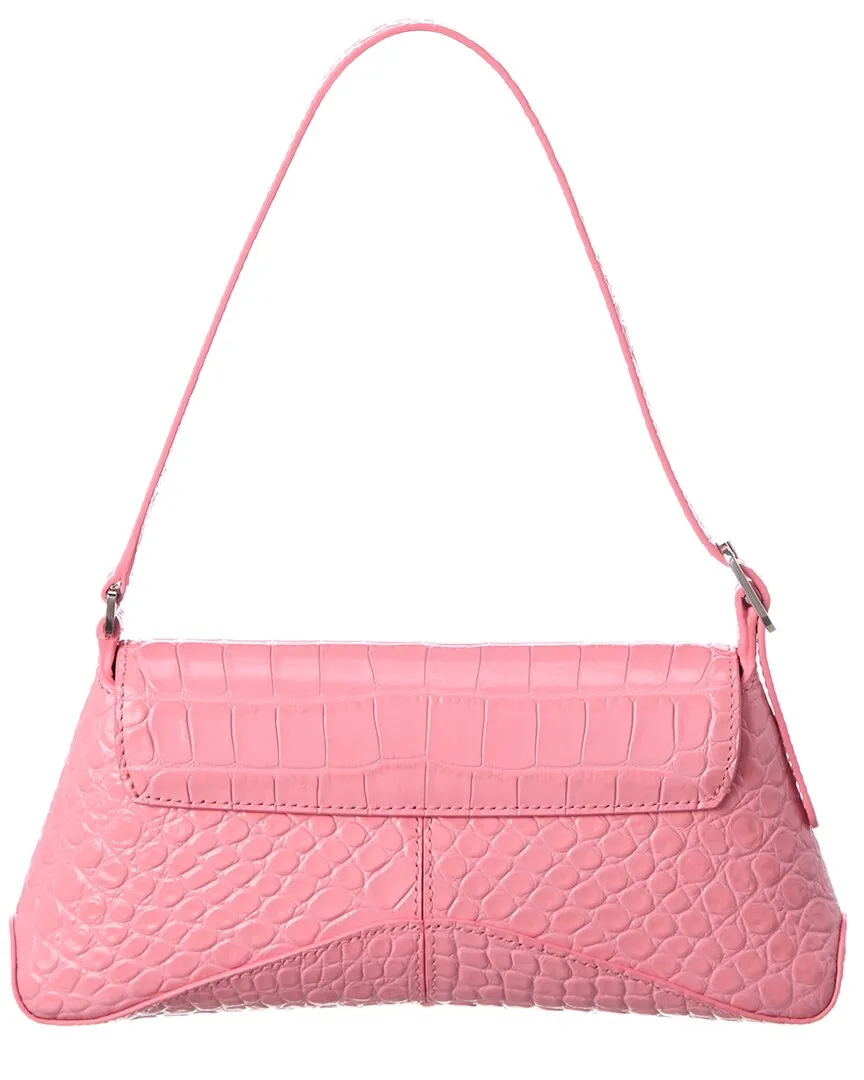 Balenciaga Xx Small Croc-Embossed Leather Flap Shoulder Bag