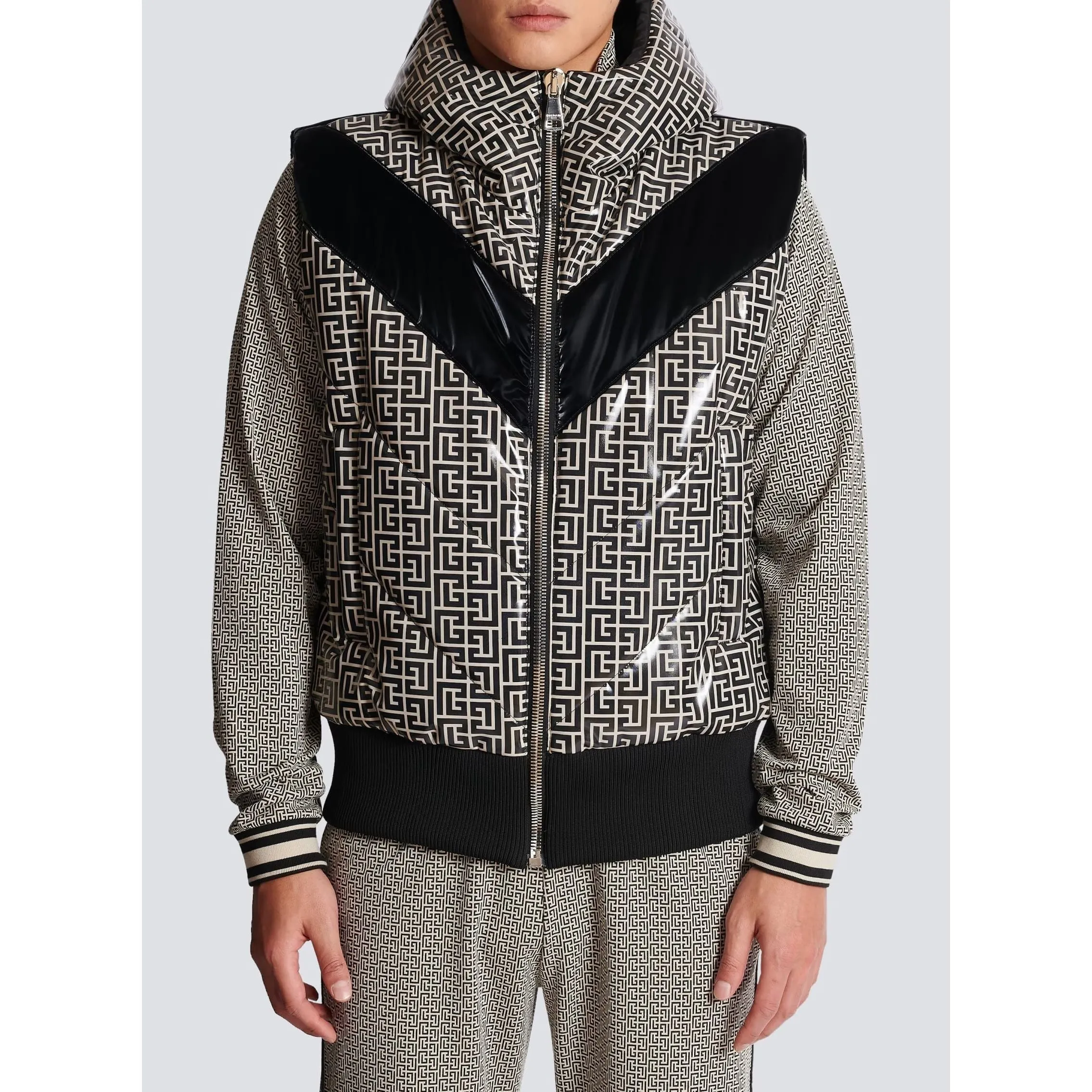 BALMAIN PUFFER GILET JACKET WITH MONOGRAM DETAIL