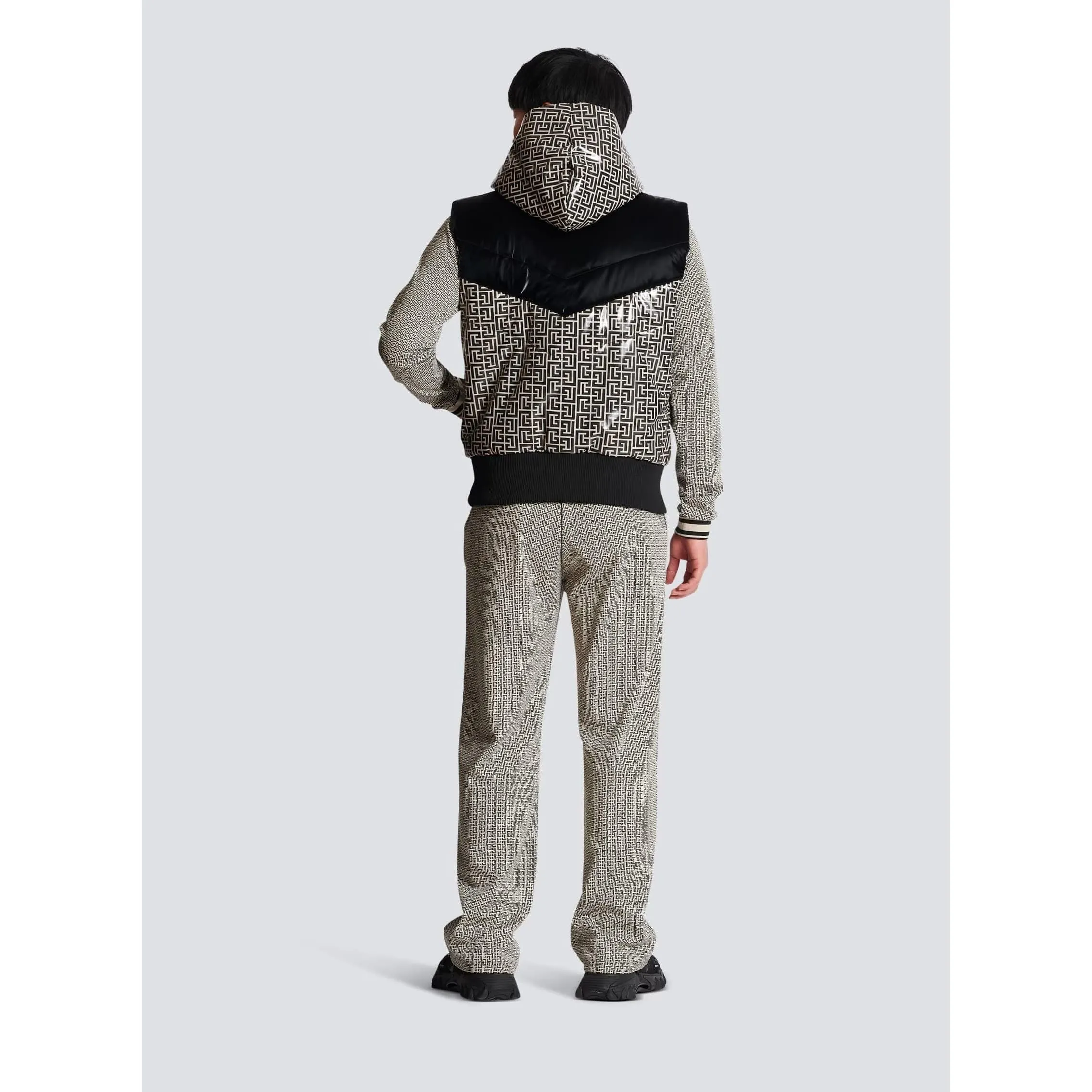 BALMAIN PUFFER GILET JACKET WITH MONOGRAM DETAIL