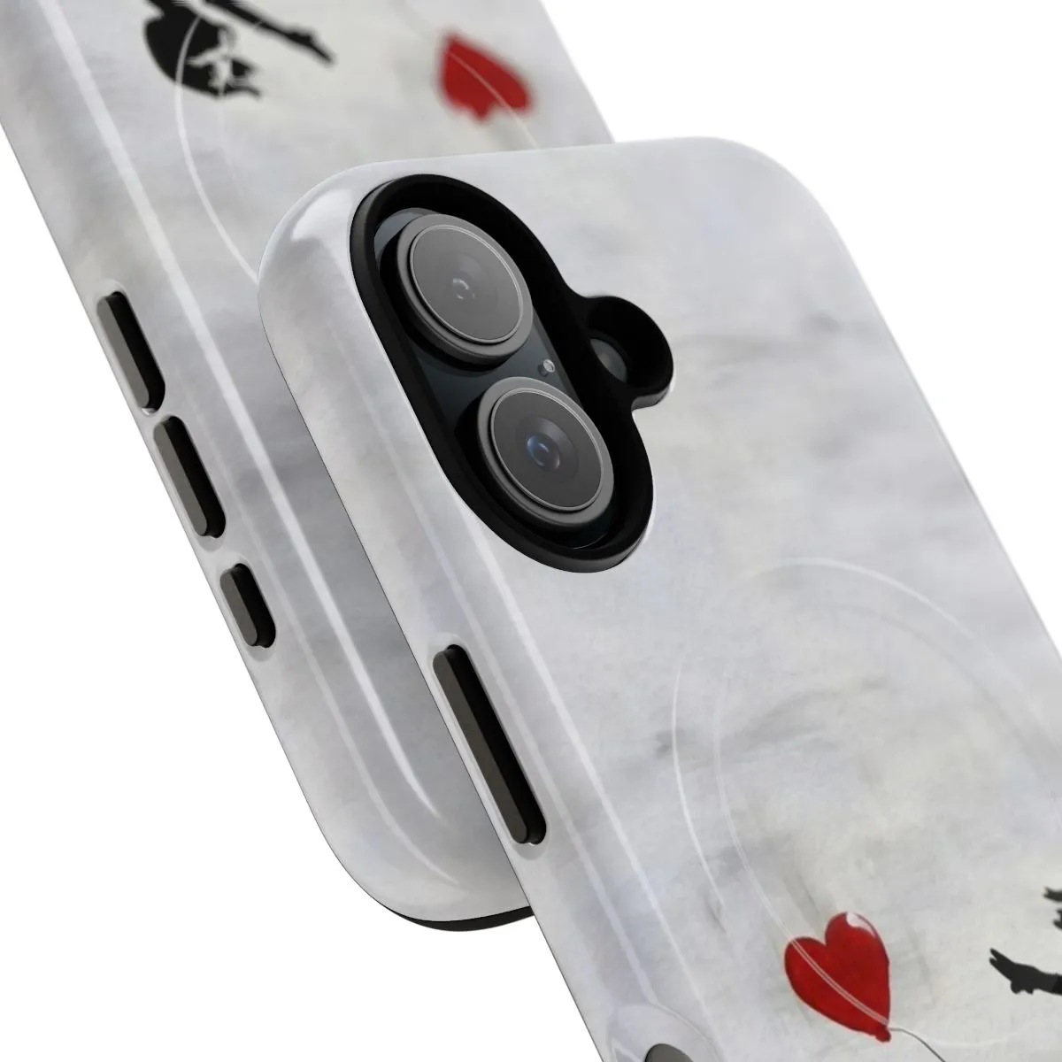 Banksy-Inspired Graffiti Art Heart Balloon Phone Case - High-Quality Street Art Design