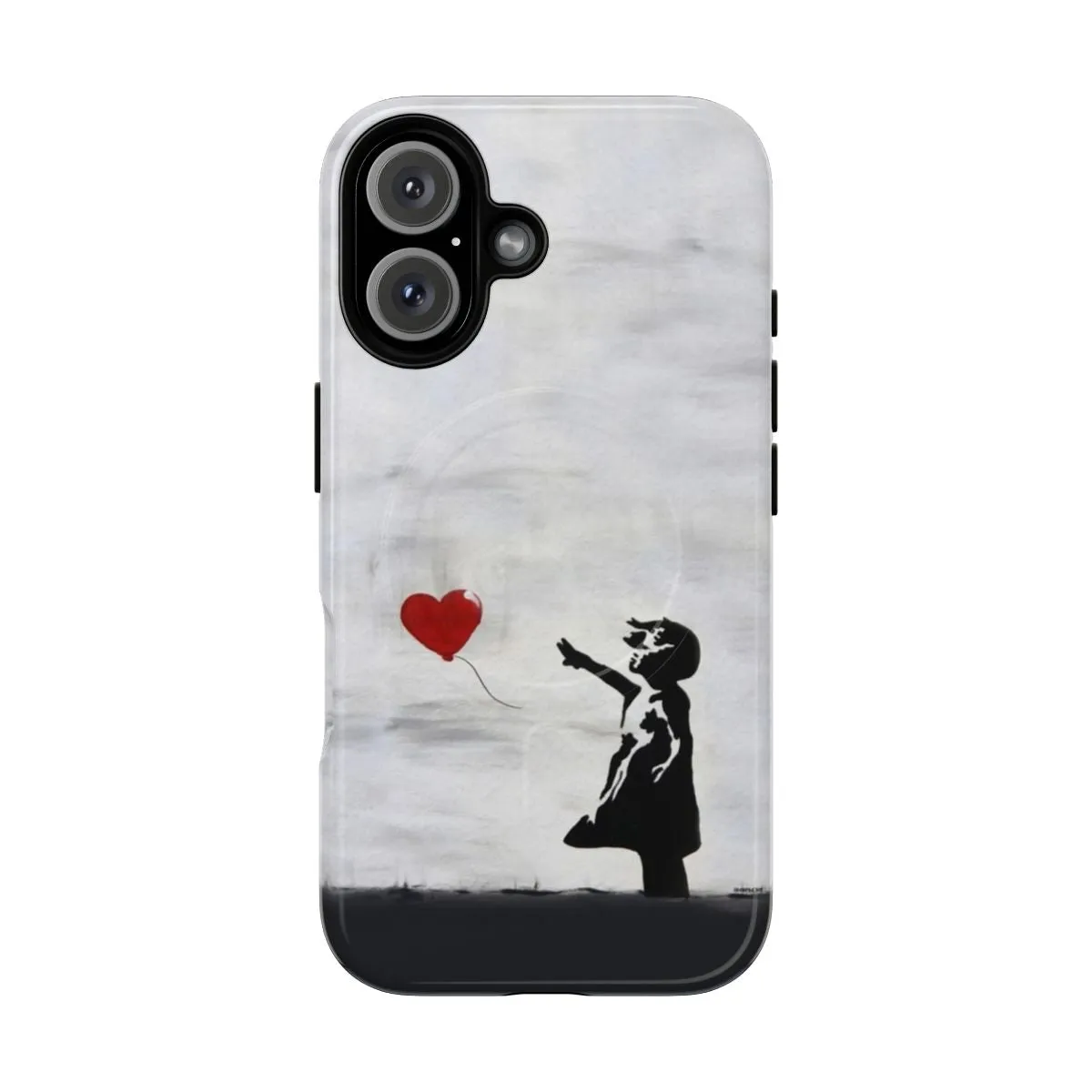 Banksy-Inspired Graffiti Art Heart Balloon Phone Case - High-Quality Street Art Design