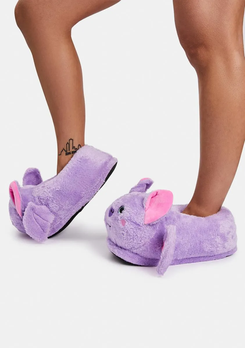 Bat Baby Faux Fur Slippers