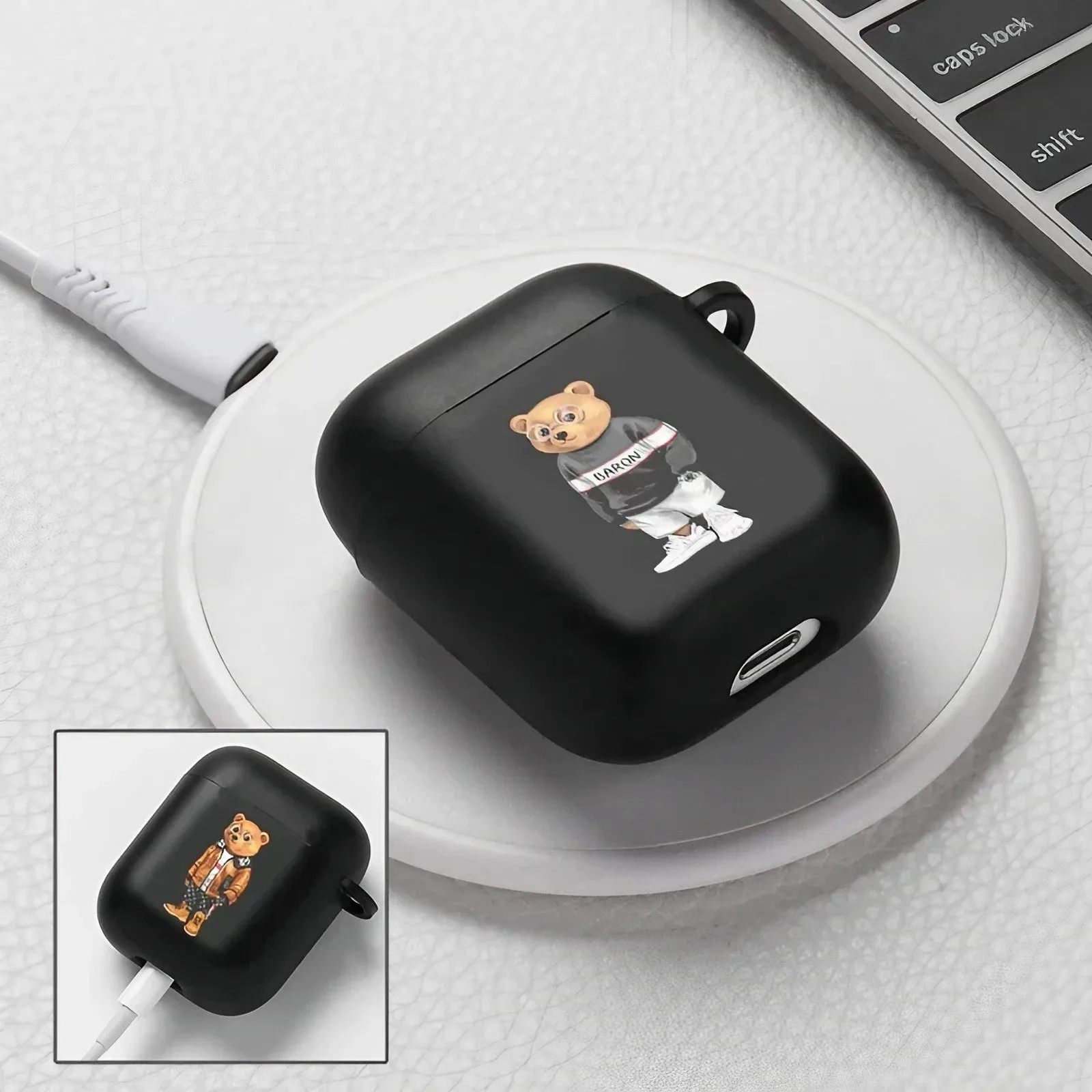 Bear AirPods Case Black Case