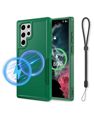Beefeng for Galaxy S22 Ultra Case Compatible with MagSafe, Drop Proof Rugged Shockproof Magnetic Phone Cover for Samsung Galaxy S22 Ultra (Green)