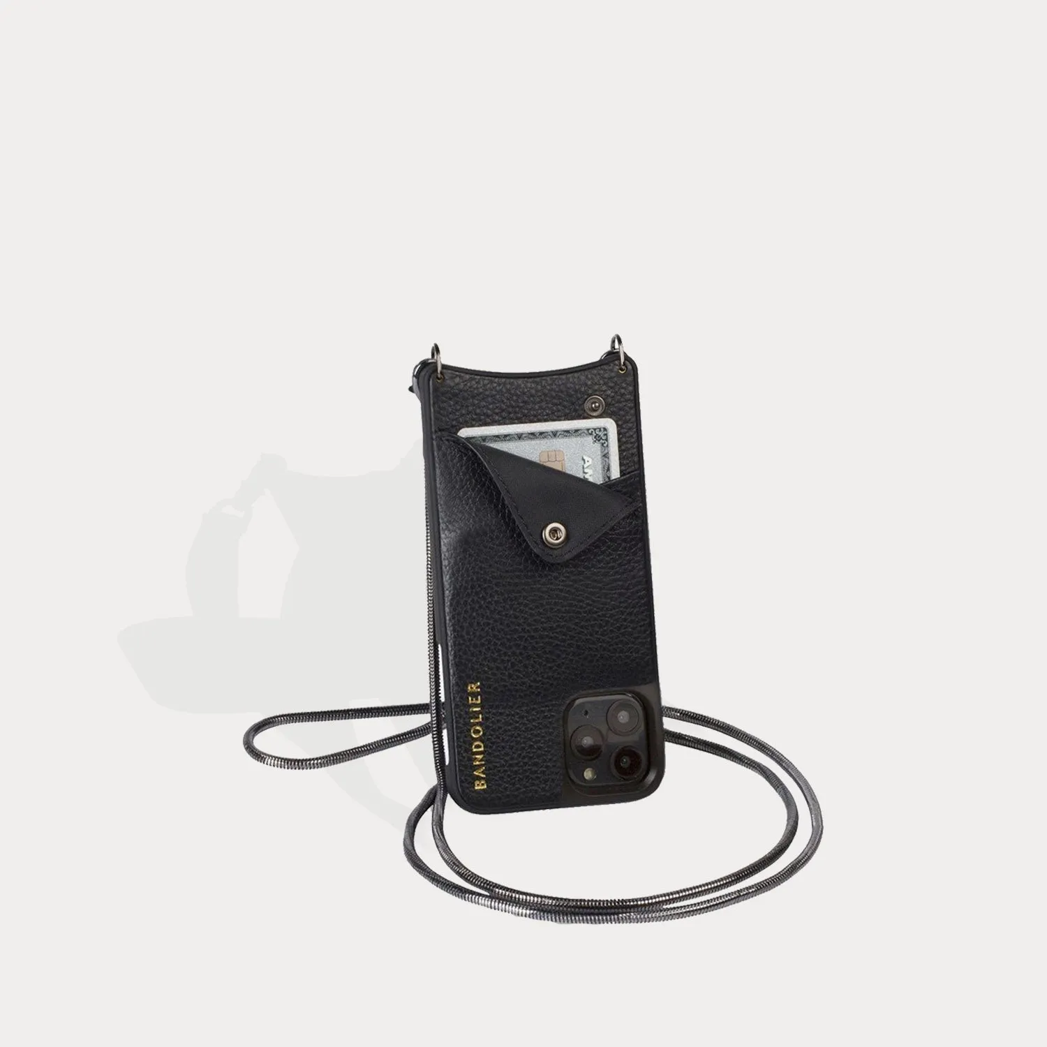 Belinda Pebble Leather Crossbody Bandolier - Black/Pewter