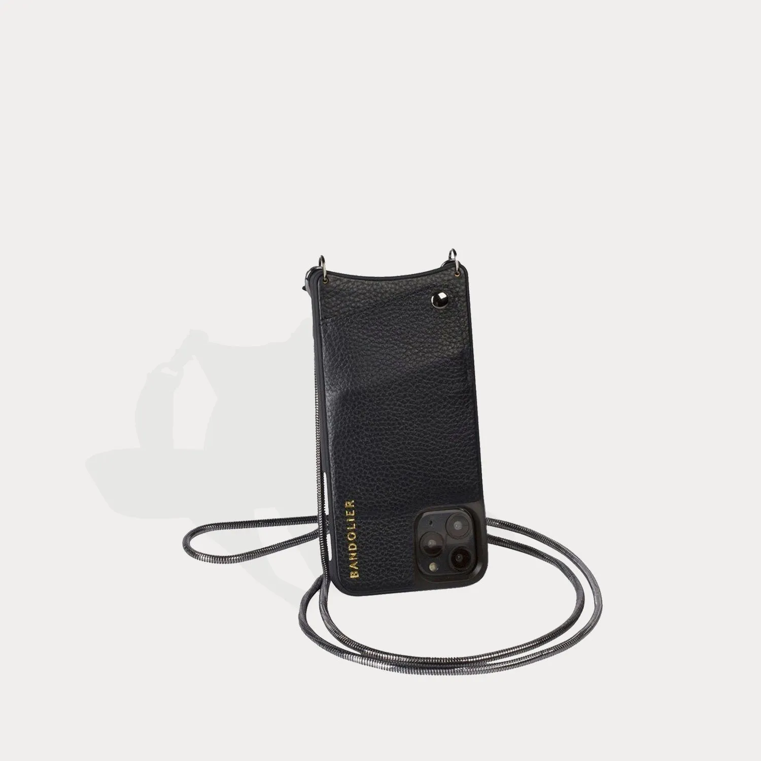Belinda Pebble Leather Crossbody Bandolier - Black/Pewter