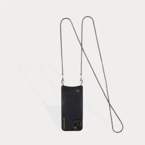 Belinda Pebble Leather Crossbody Bandolier - Black/Pewter