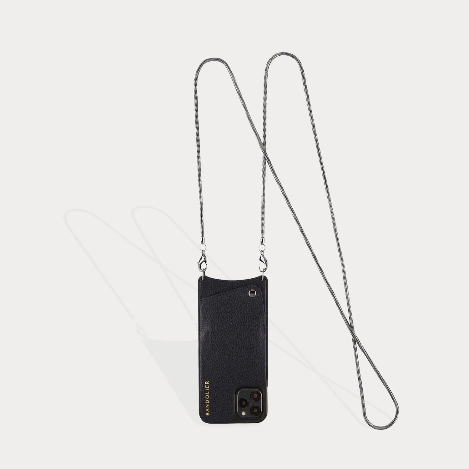 Belinda Pebble Leather Crossbody Bandolier - Black/Pewter