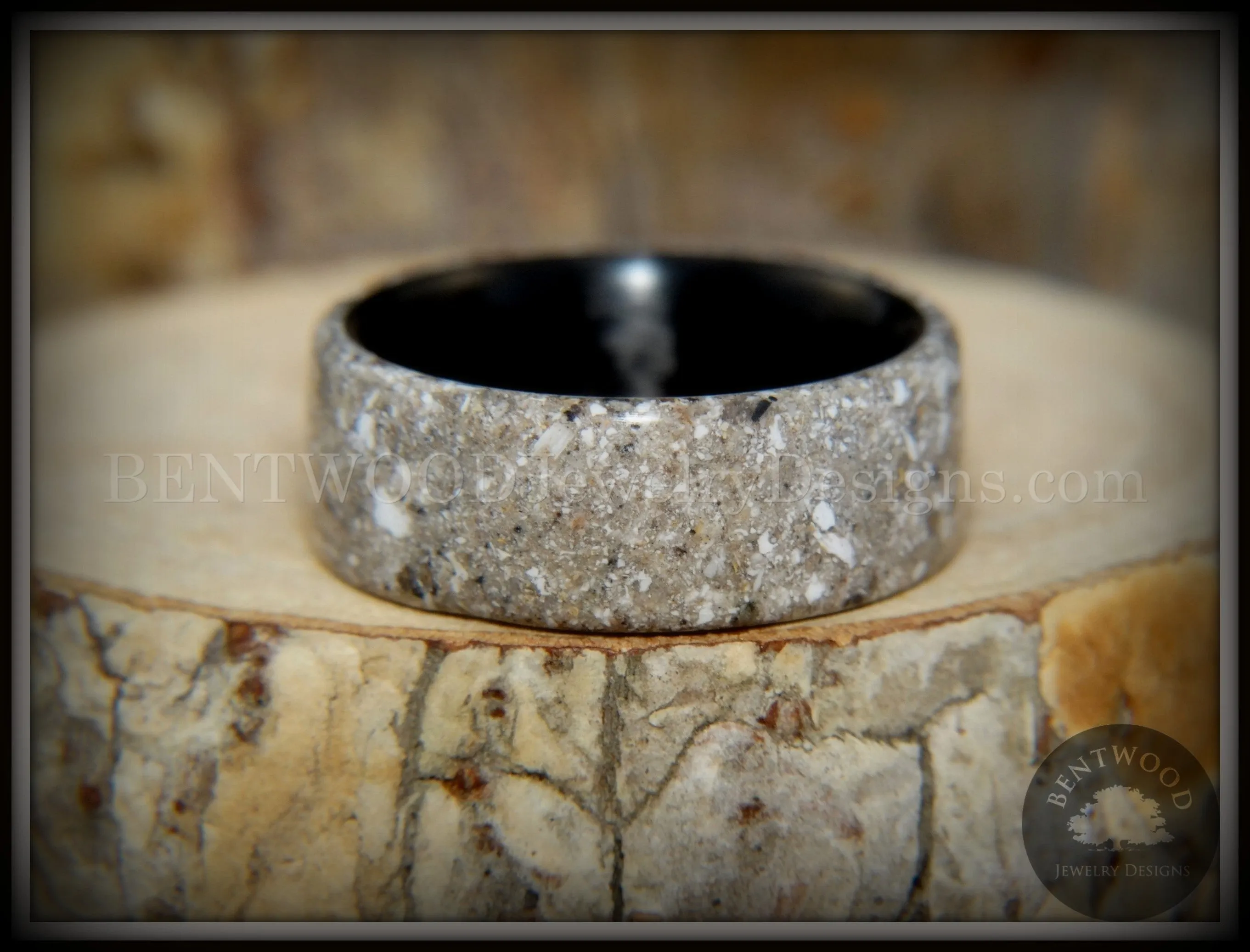 Bentwood Ring - "Remembrance" Cremation Ash Inlay on Carbon Fiber Core Liner