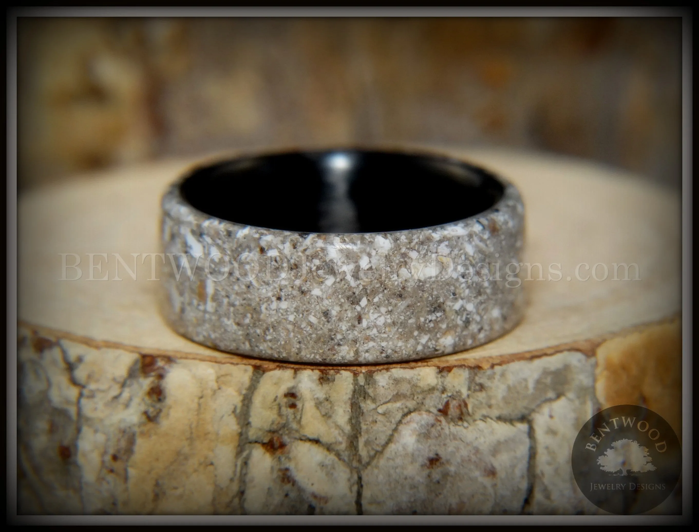 Bentwood Ring - "Remembrance" Cremation Ash Inlay on Carbon Fiber Core Liner