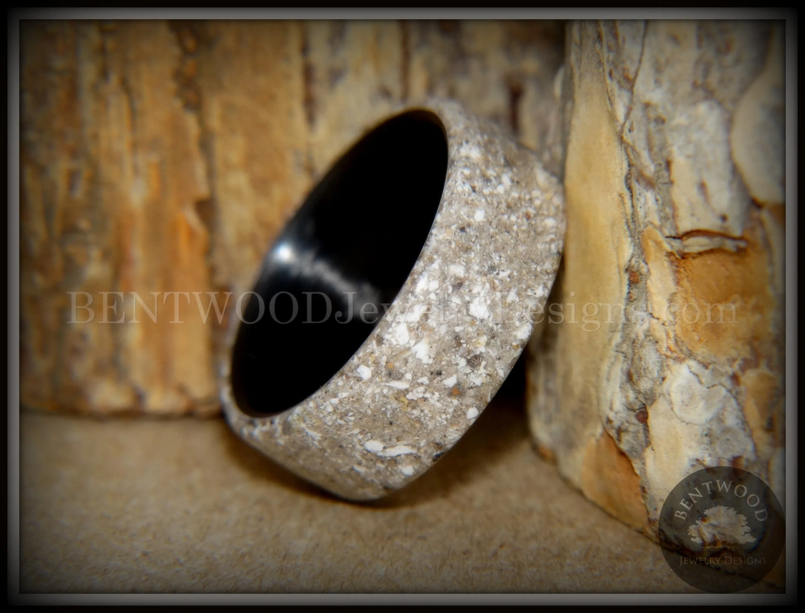 Bentwood Ring - "Remembrance" Cremation Ash Inlay on Carbon Fiber Core Liner