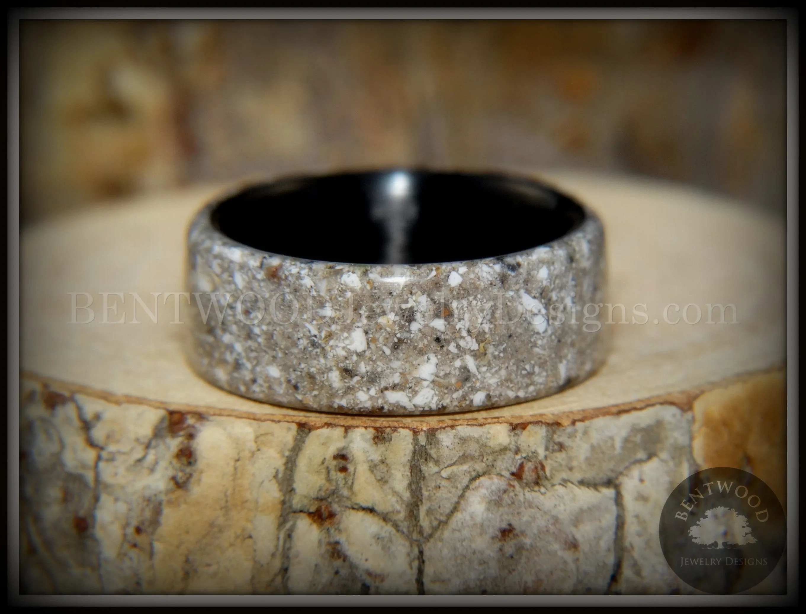 Bentwood Ring - "Remembrance" Cremation Ash Inlay on Carbon Fiber Core Liner