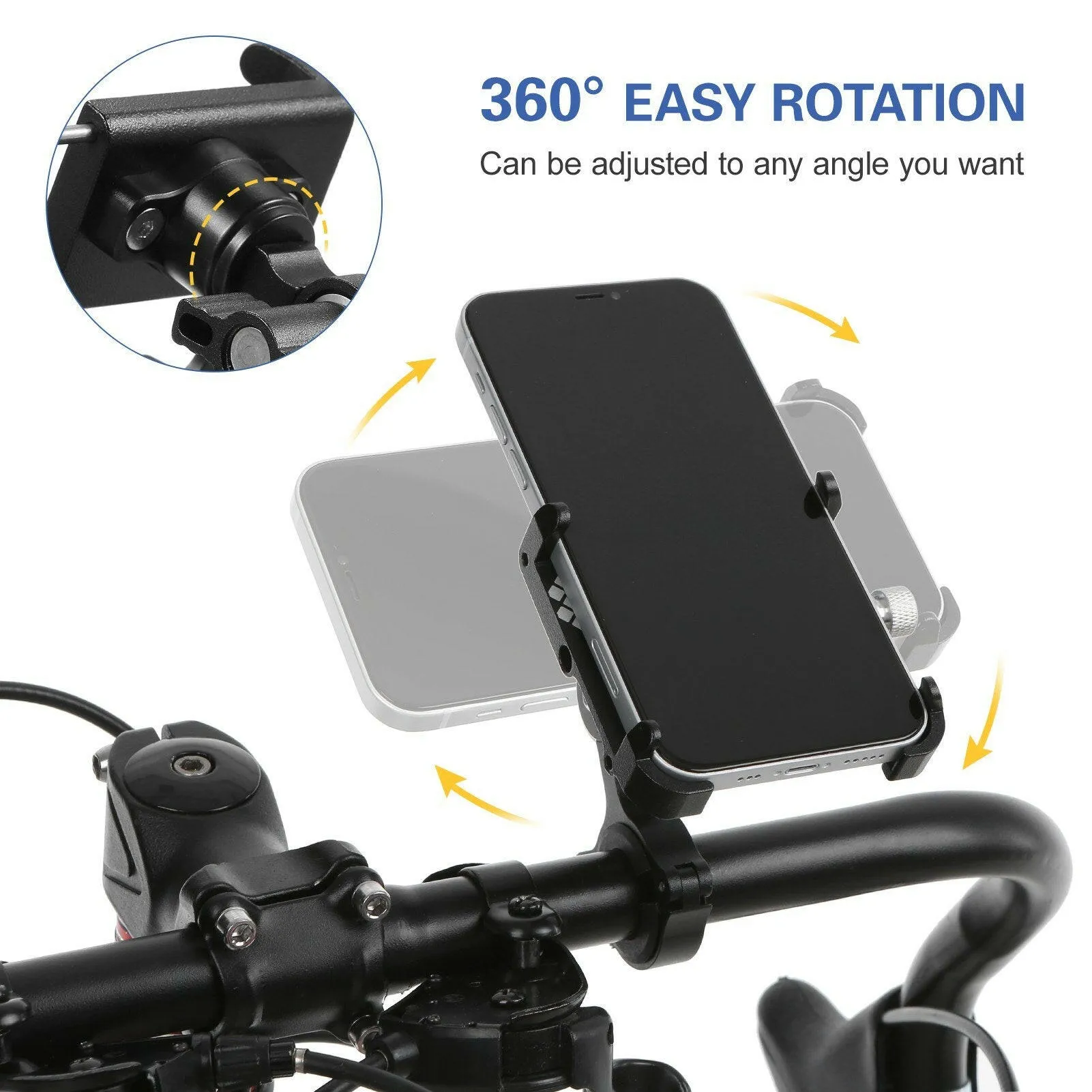 Bicycle Phone Mount 360 Degree Rotatable Aluminum Bike Phone Holder Mount for MTB Road Bike Motorcycle Electric Bicycle