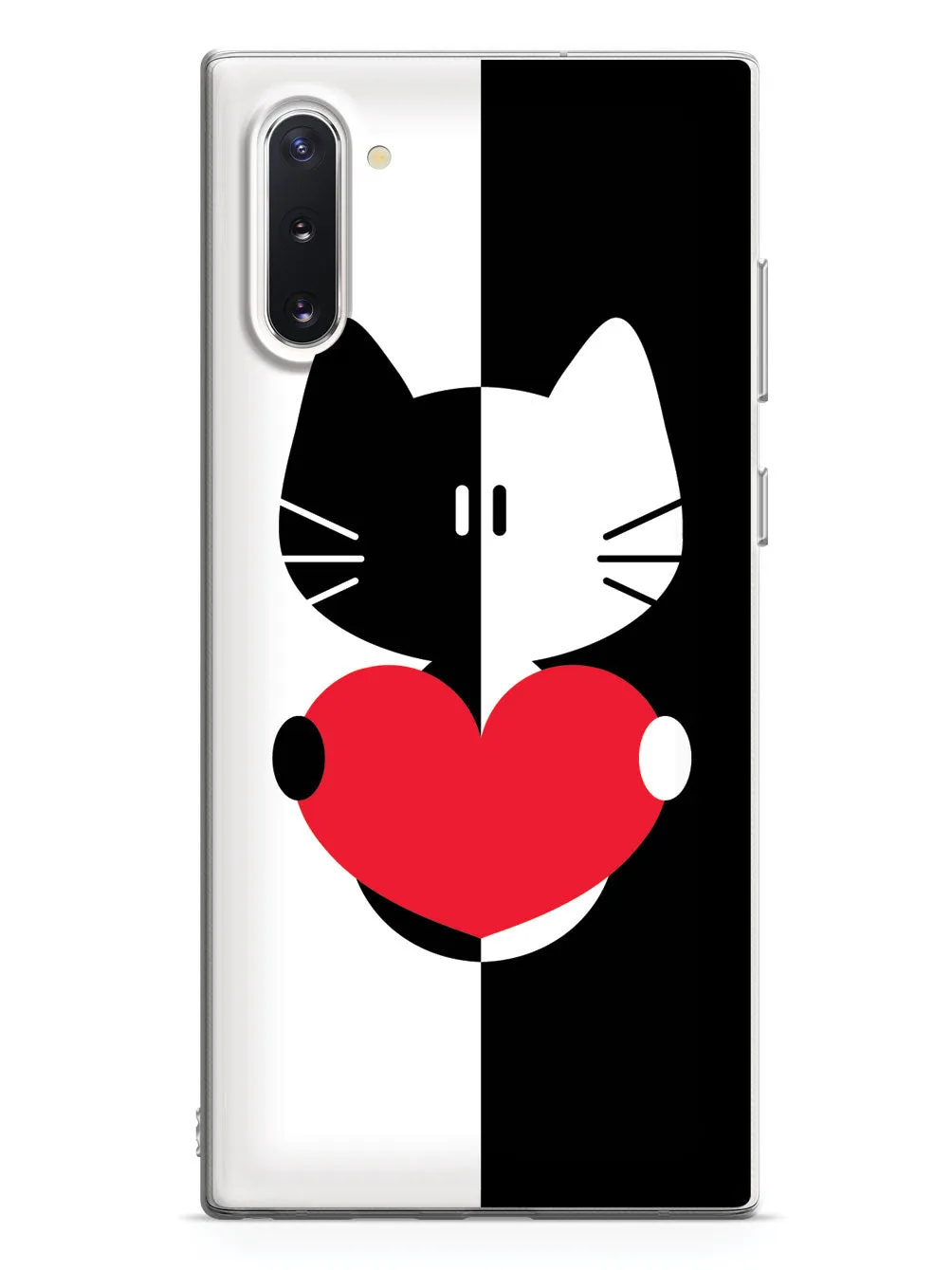 Black & White Cartoon Cat Heart - White Case