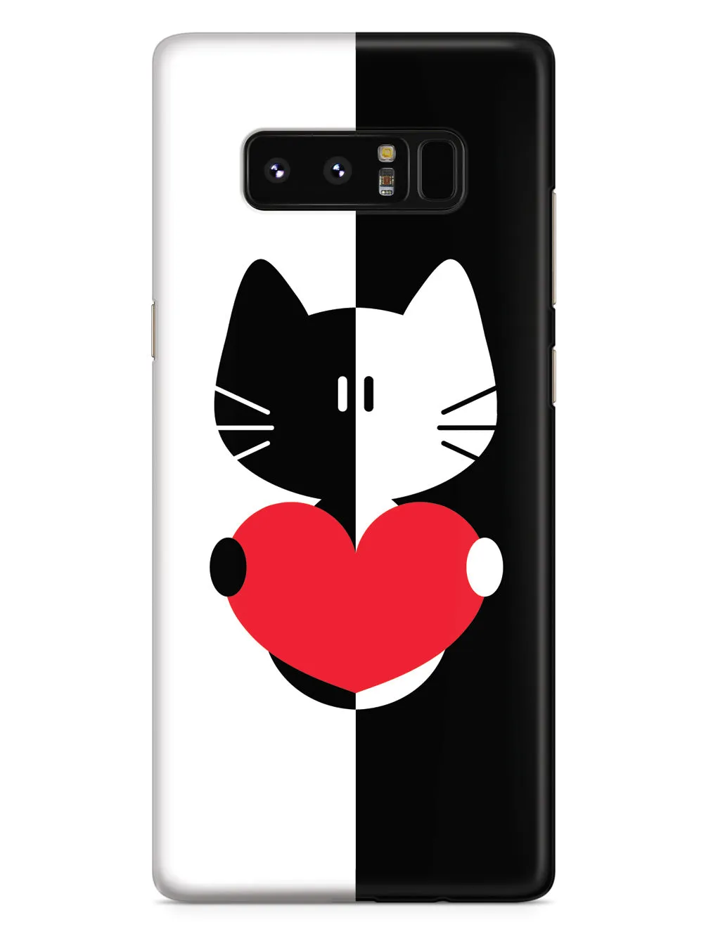 Black & White Cartoon Cat Heart - White Case