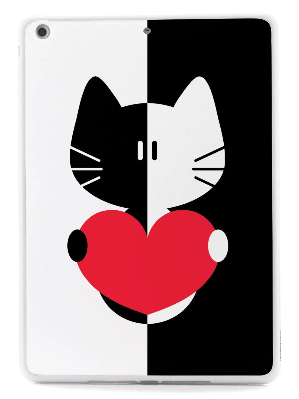 Black & White Cartoon Cat Heart - White Case