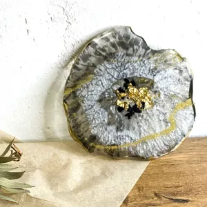 Black and Gold Handmade Epoxy Resin Coaster