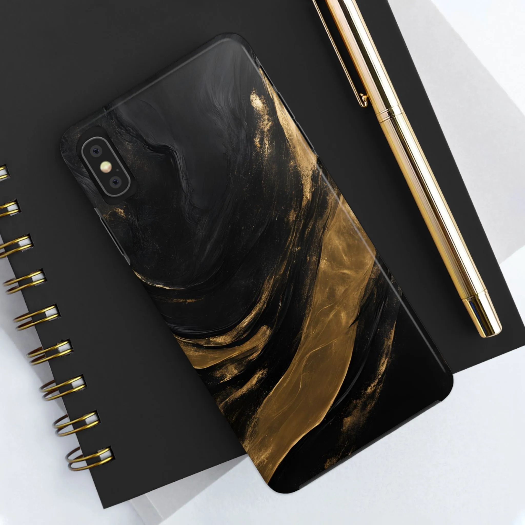 Black And Gold Phone Case - Abstract Minimalist Design, Sleek Artistic Style for iPhone & Samsung