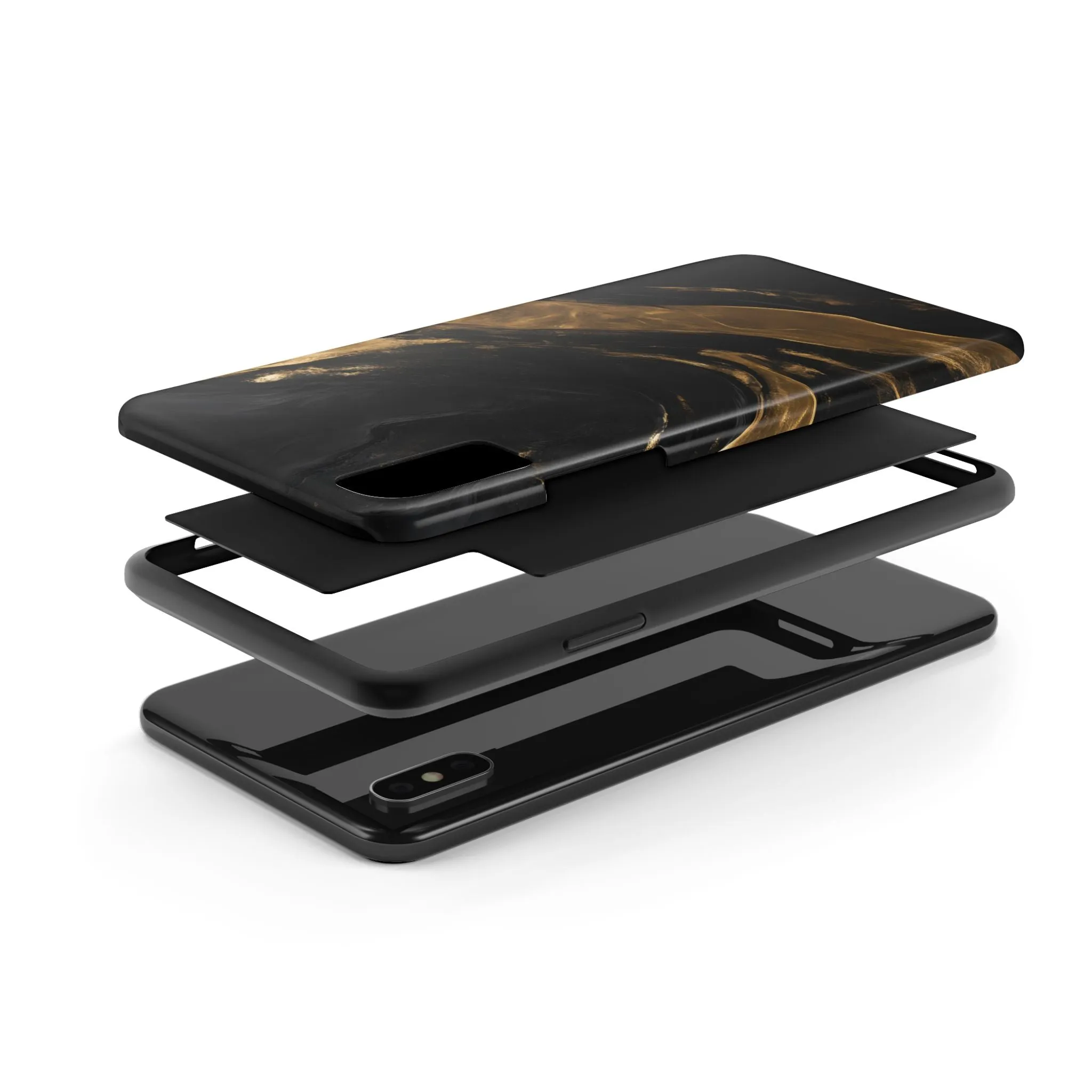 Black And Gold Phone Case - Abstract Minimalist Design, Sleek Artistic Style for iPhone & Samsung