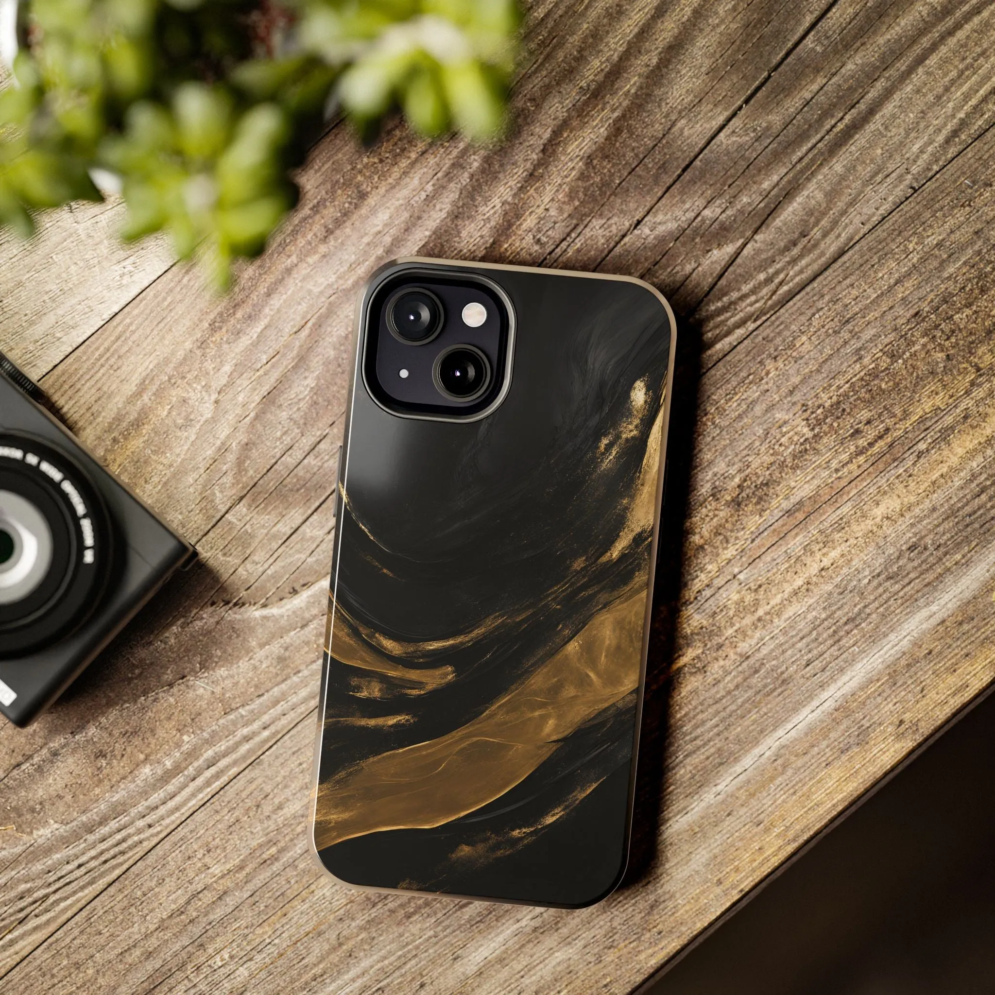 Black And Gold Phone Case - Abstract Minimalist Design, Sleek Artistic Style for iPhone & Samsung