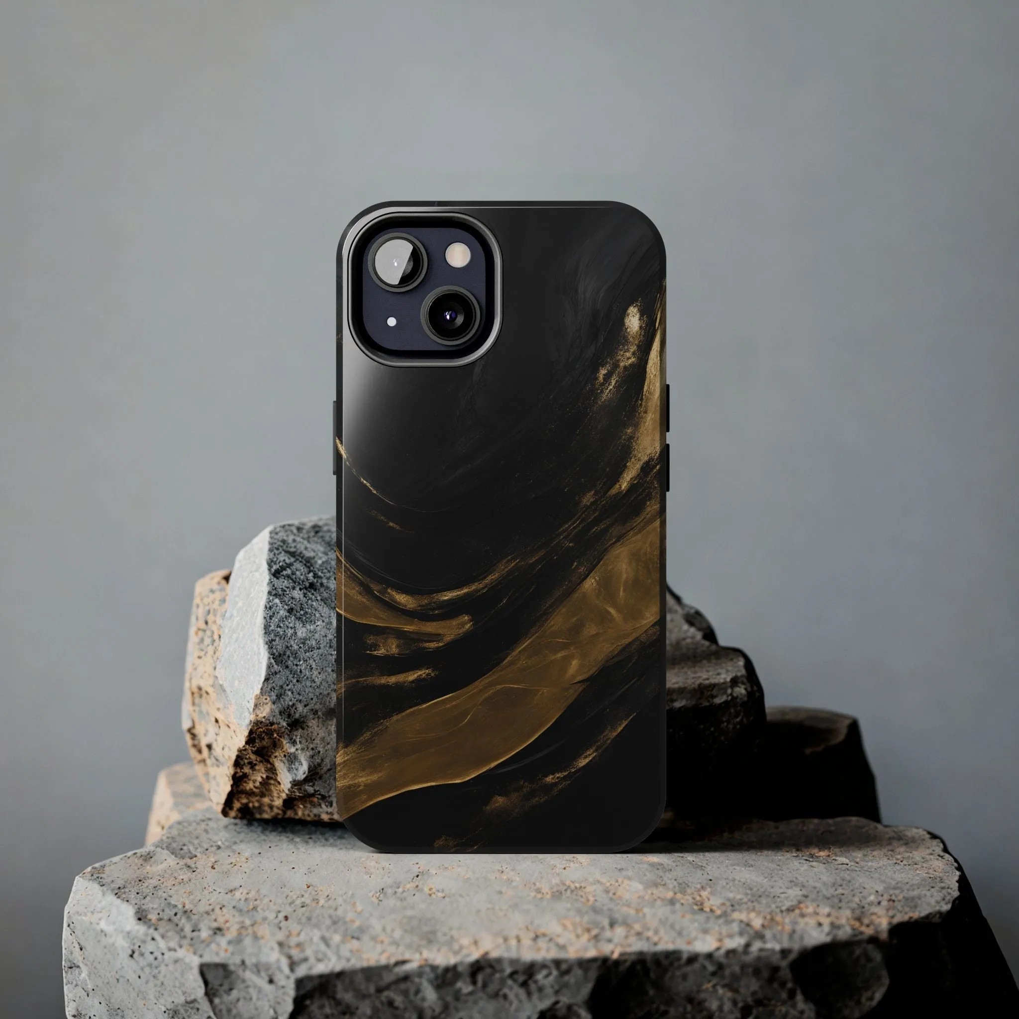 Black And Gold Phone Case - Abstract Minimalist Design, Sleek Artistic Style for iPhone & Samsung