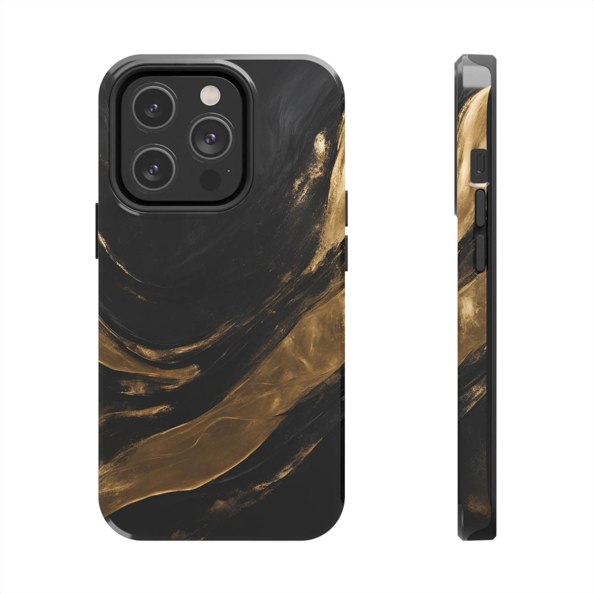 Black And Gold Phone Case - Abstract Minimalist Design, Sleek Artistic Style for iPhone & Samsung