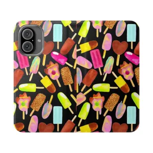 Black Flip Cover Phone Case with Aussie Ice Cream Scatter