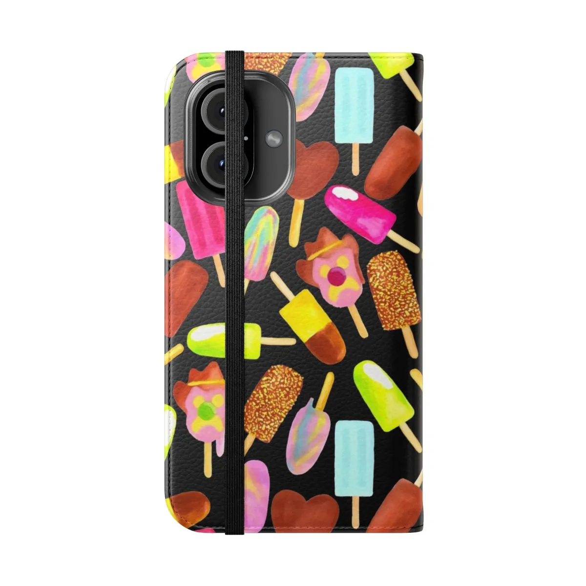 Black Flip Cover Phone Case with Aussie Ice Cream Scatter