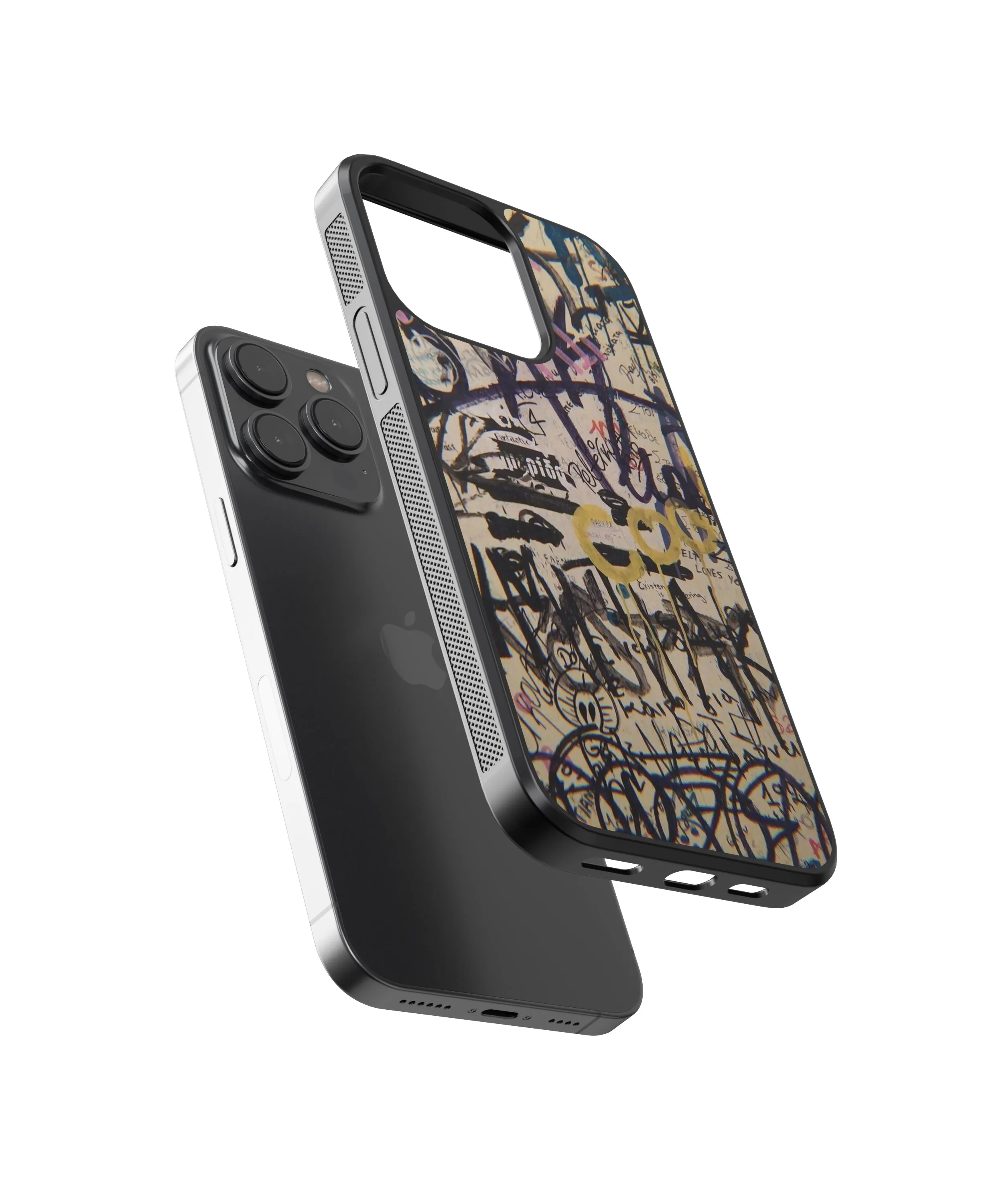 Black Graffiti Abstract Glass Phone Case Cover