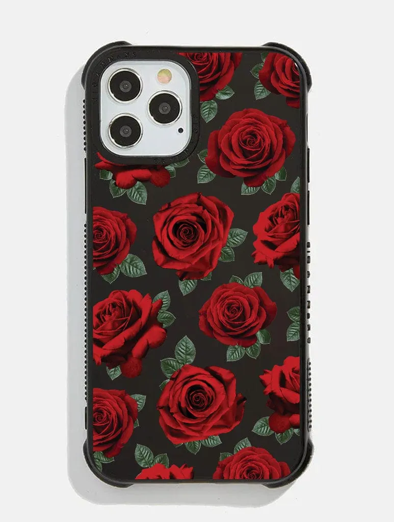 Black Photographic Roses Shock iPhone Case