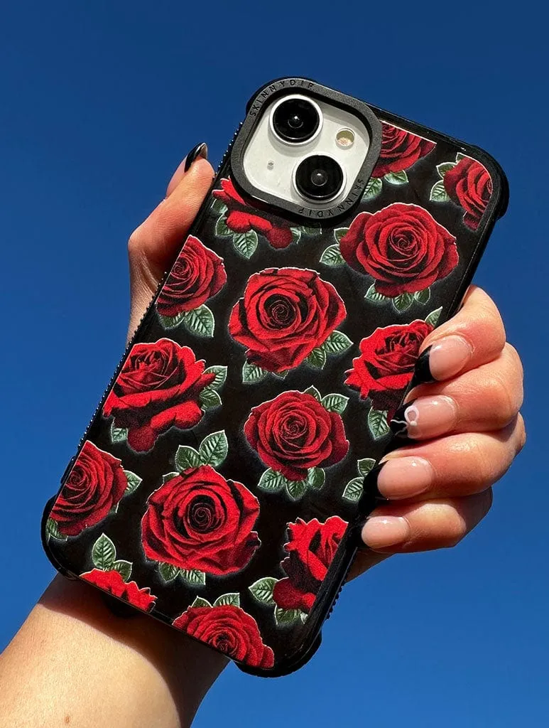 Black Photographic Roses Shock iPhone Case