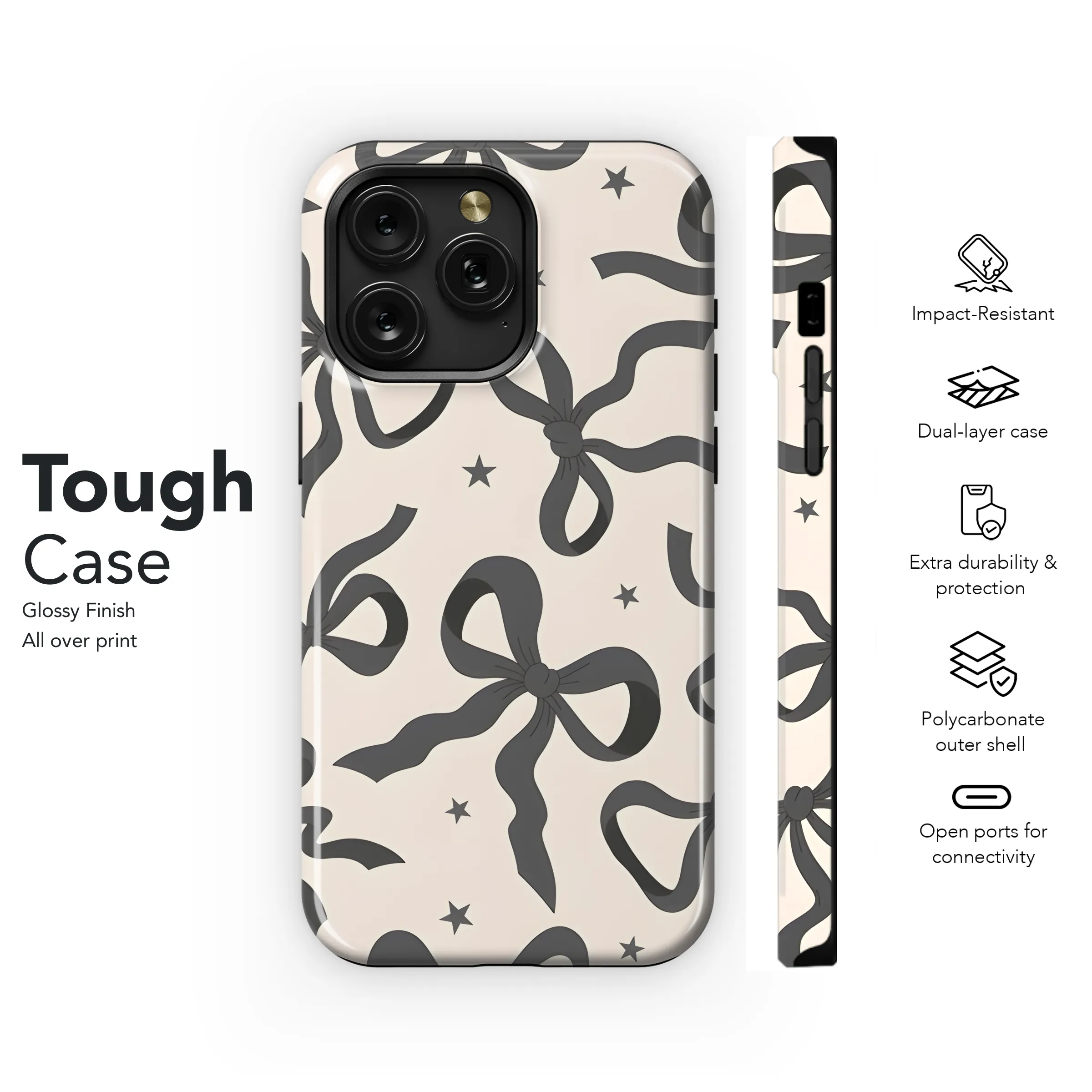 Black Ribbon Bow Phone Case iPhone Samsung Cover Pixel 2785