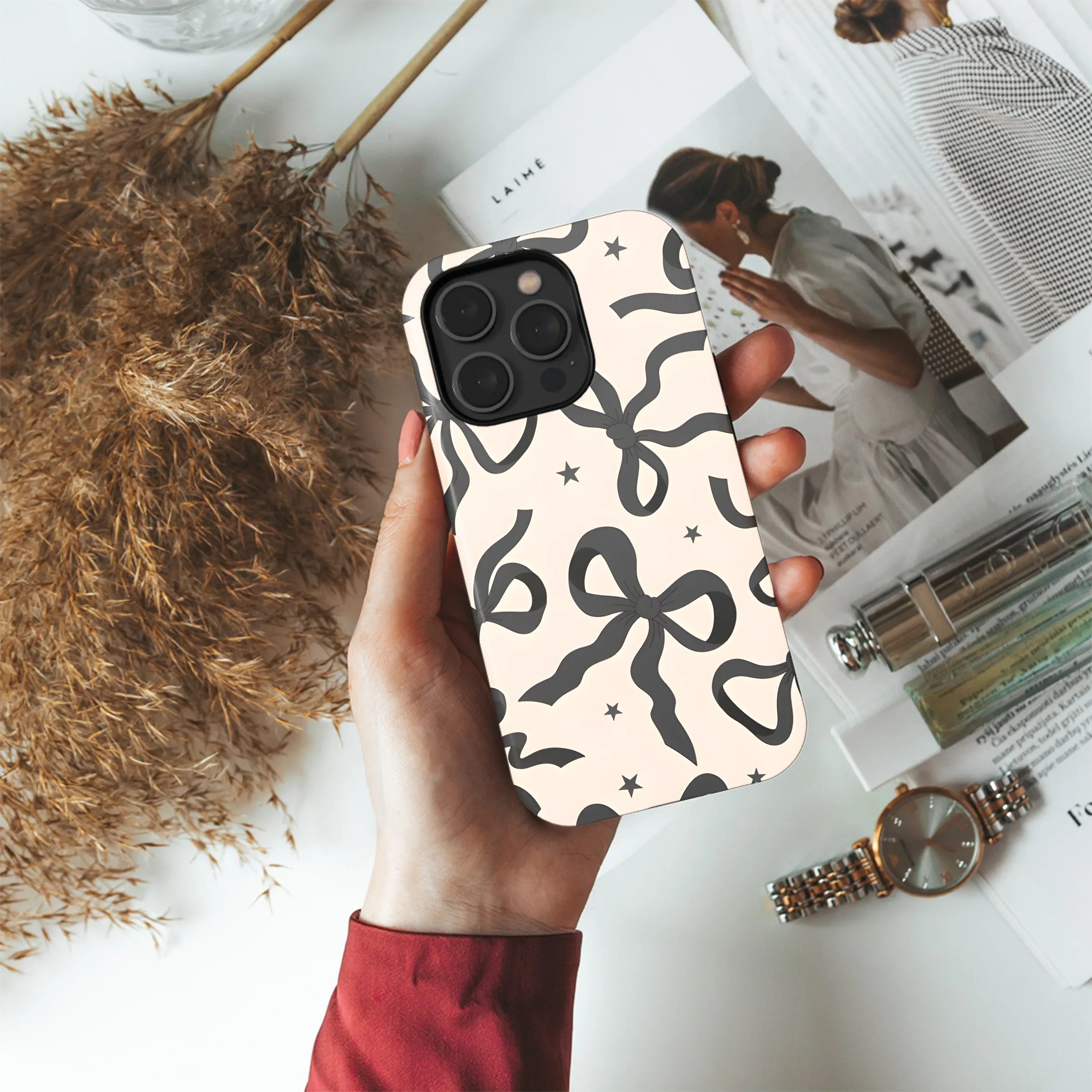 Black Ribbon Bow Phone Case iPhone Samsung Cover Pixel 2785