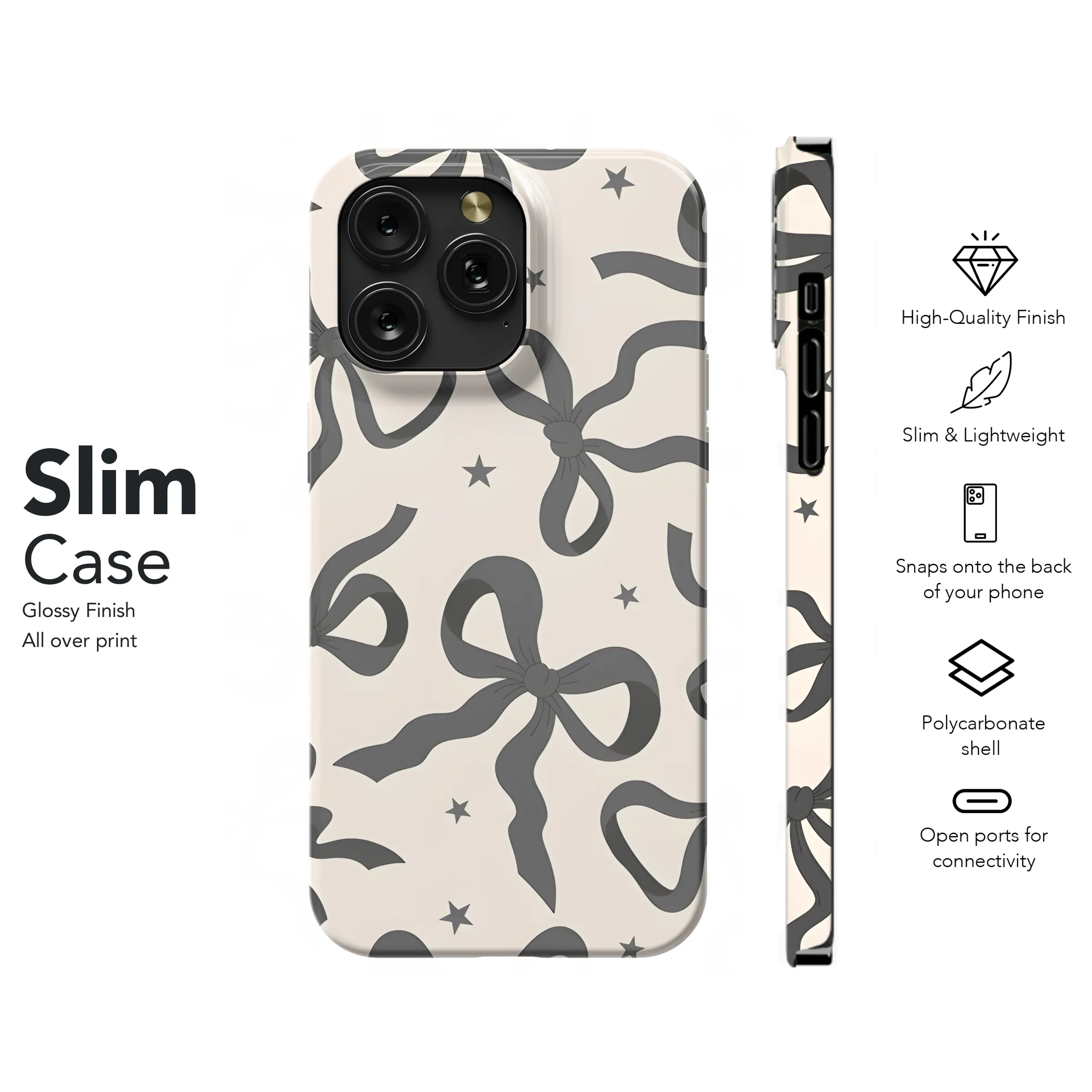Black Ribbon Bow Phone Case iPhone Samsung Cover Pixel 2785