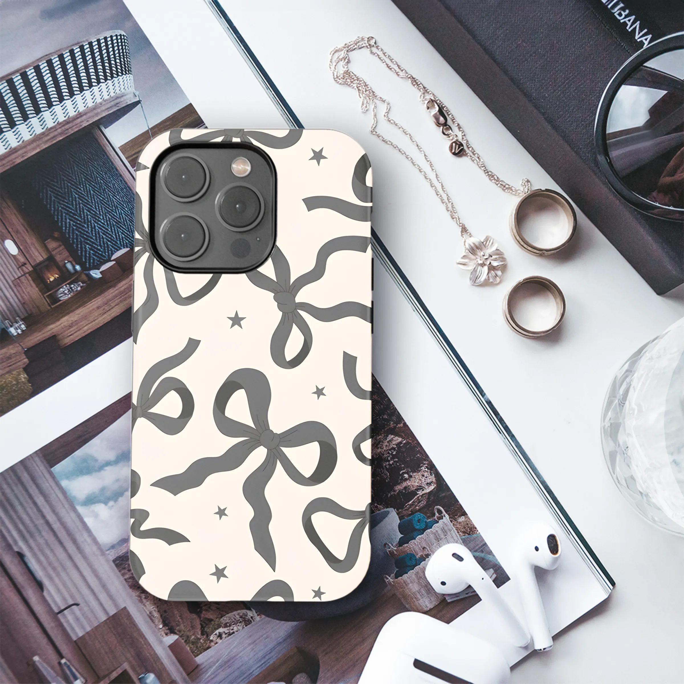 Black Ribbon Bow Phone Case iPhone Samsung Cover Pixel 2785