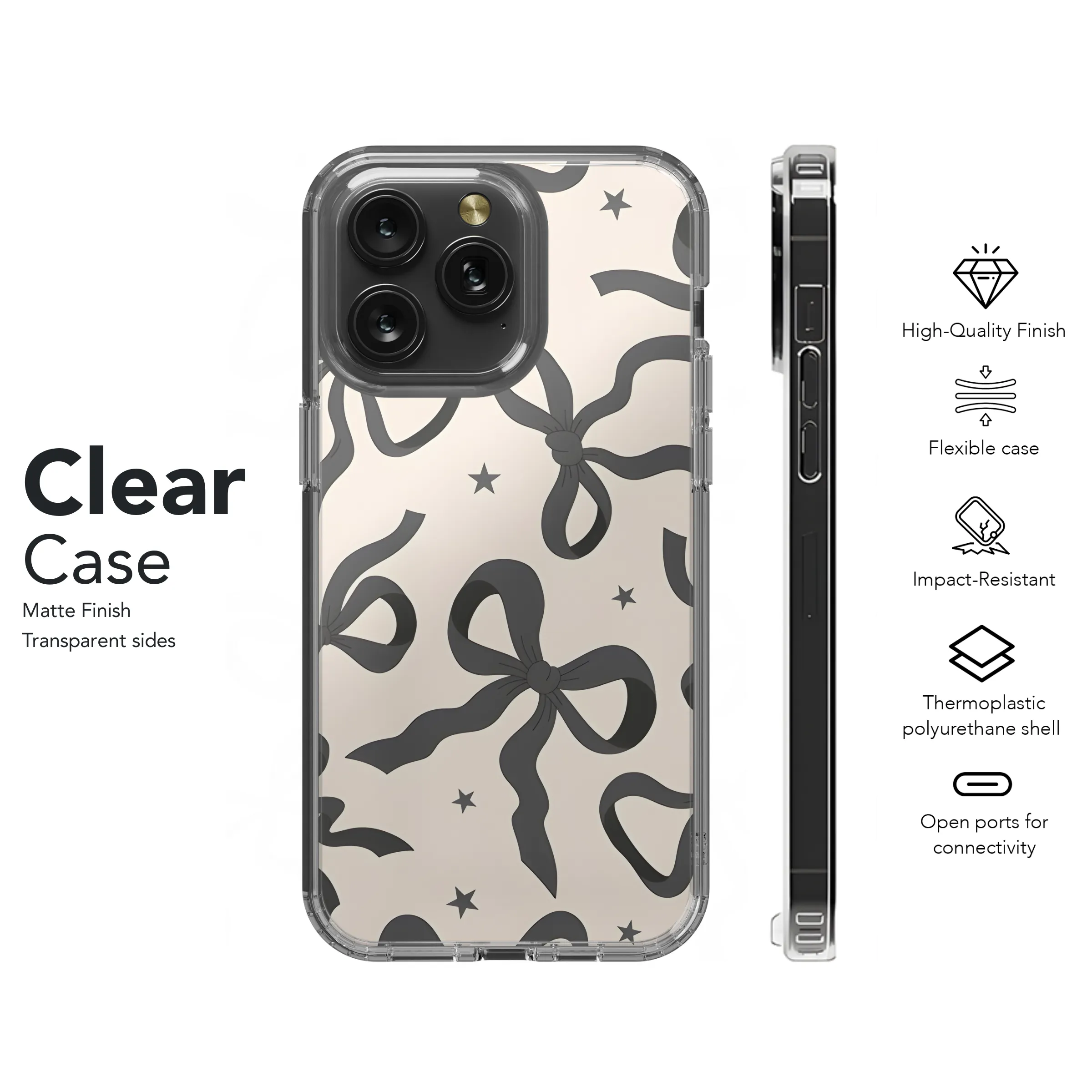 Black Ribbon Bow Phone Case iPhone Samsung Cover Pixel 2785