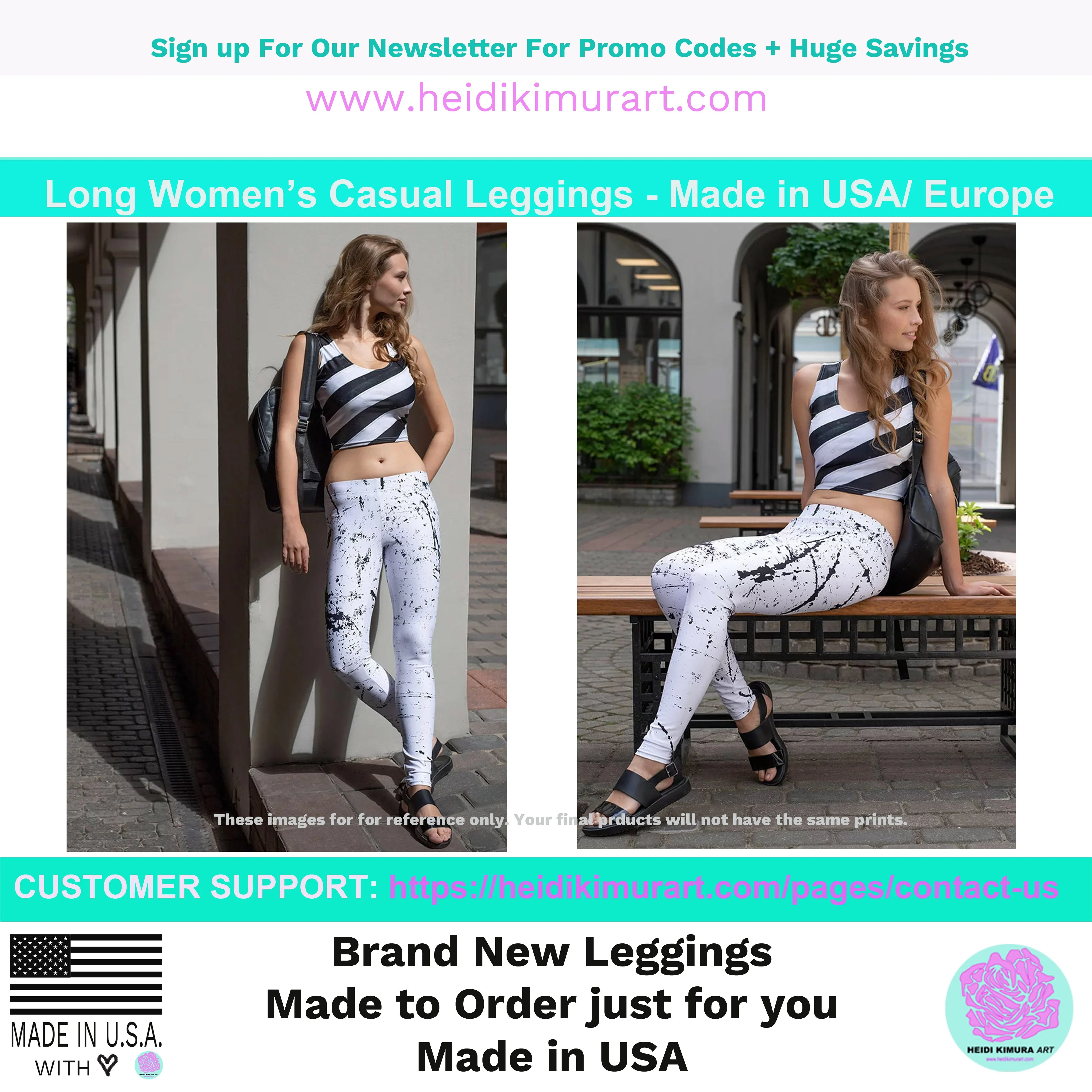 Black White Marbled Casual Leggings, Abstract Marble Print Women's Tights-Made in USA/EU