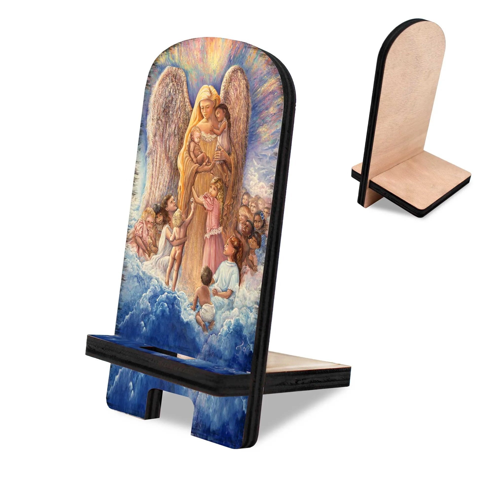 Blessing Mother Cell Phone Stand Inspirational Decor Wood Mobile Tablet Holder Charging Station Organizer by Josephine Wall - 892083-JW