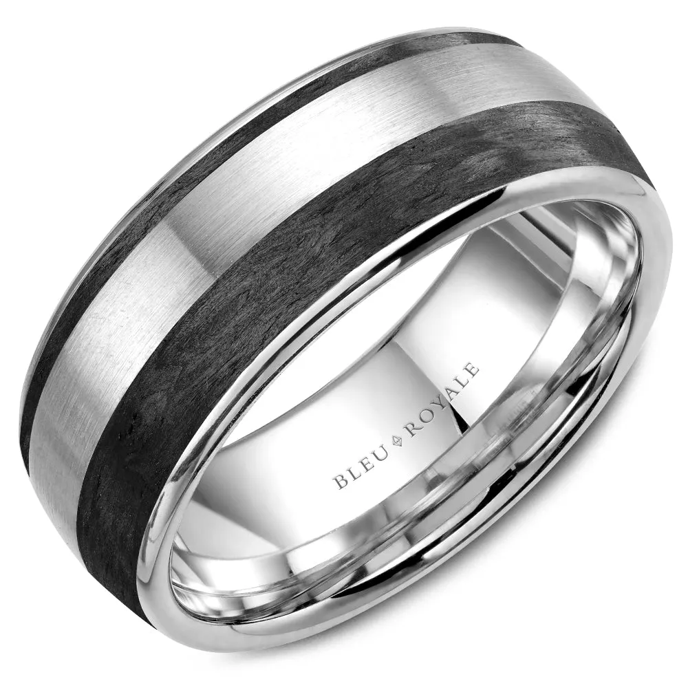 Bleu Royale Distinct Wedding Band 8.50mm 18k Gold & Forged Carbon Fiber
