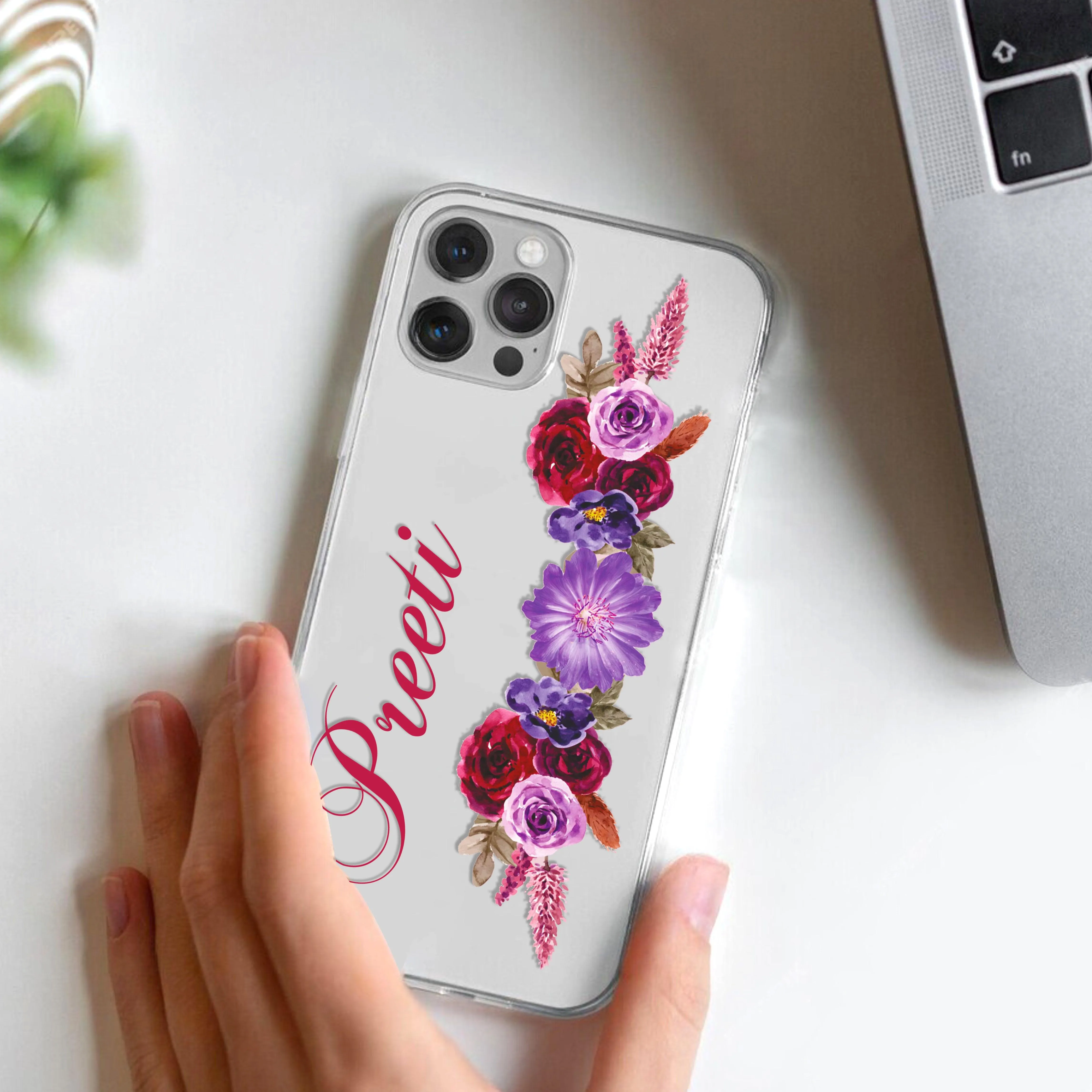 Blue Aster Floral Customize Transparent Silicon Case For Redmi/Xiaomi