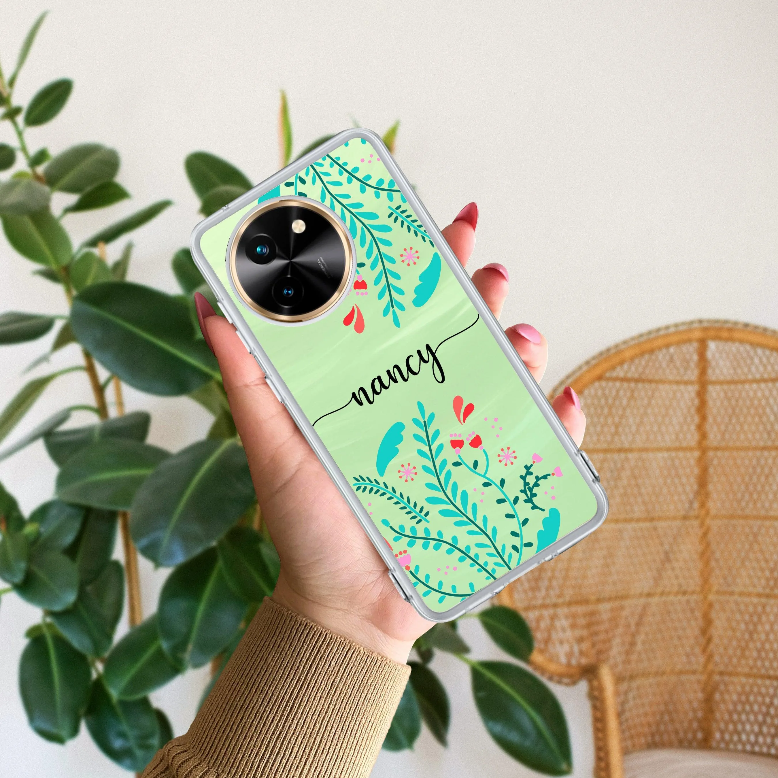 Blue Floral Customize Transparent Silicon Case For Vivo